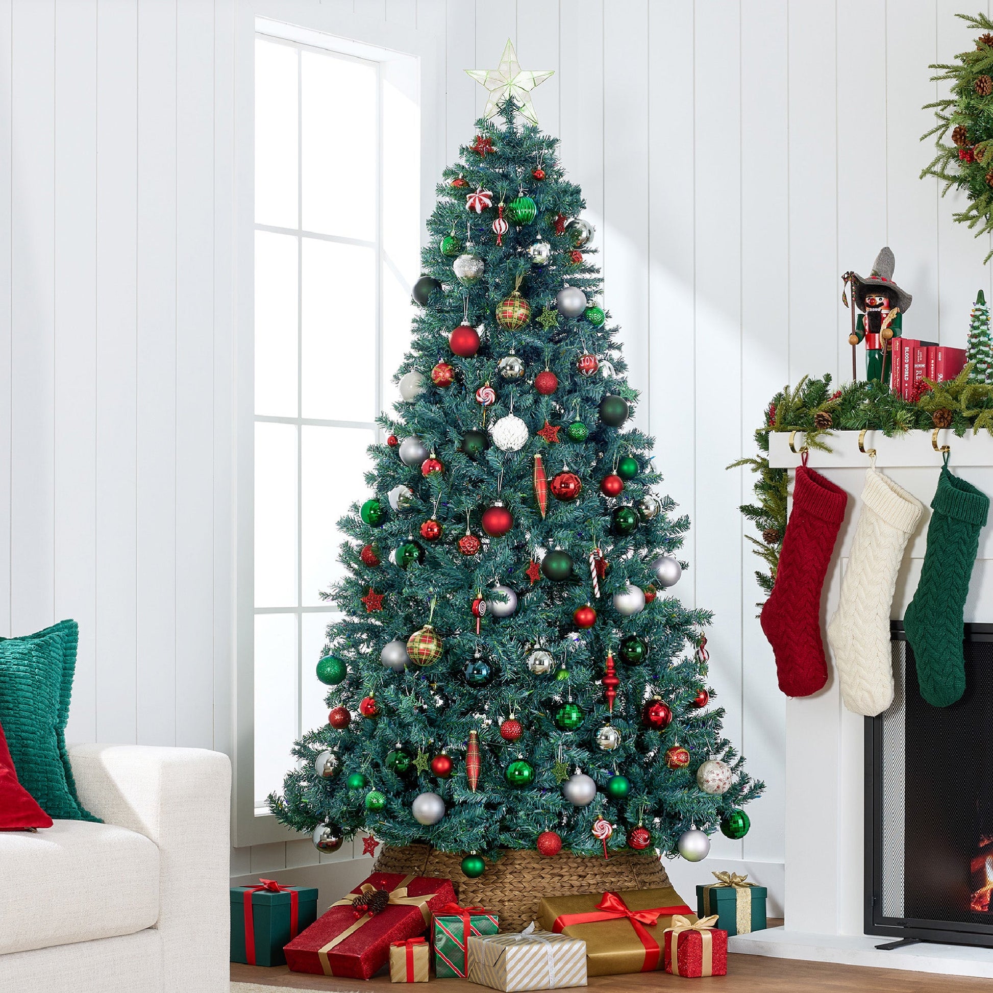 Unlit Artificial Blue Spruce Christmas Tree, w/Easy Assembly