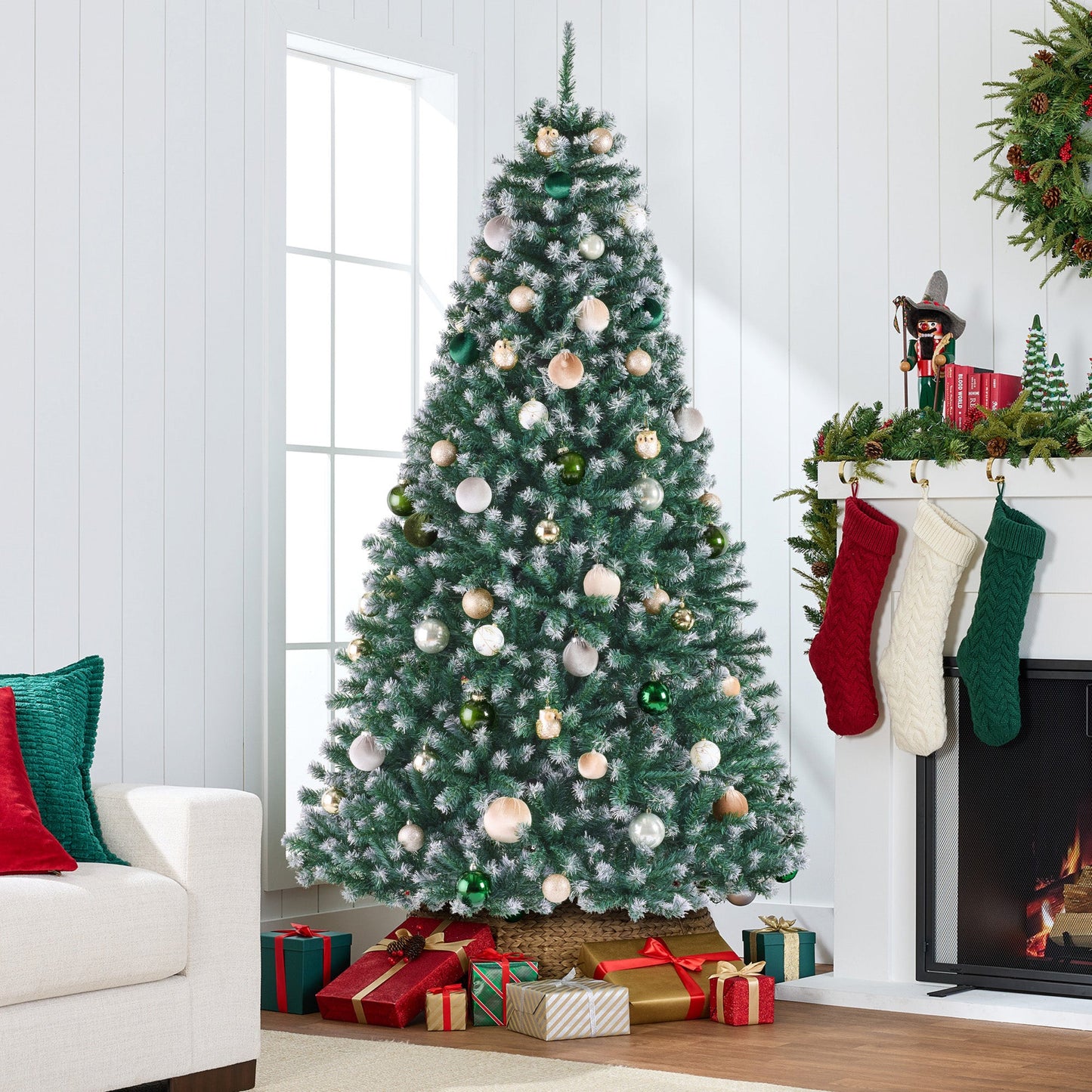 Unlit Frosted Artificial Blue Spruce Christmas Tree, w/Easy Assembly