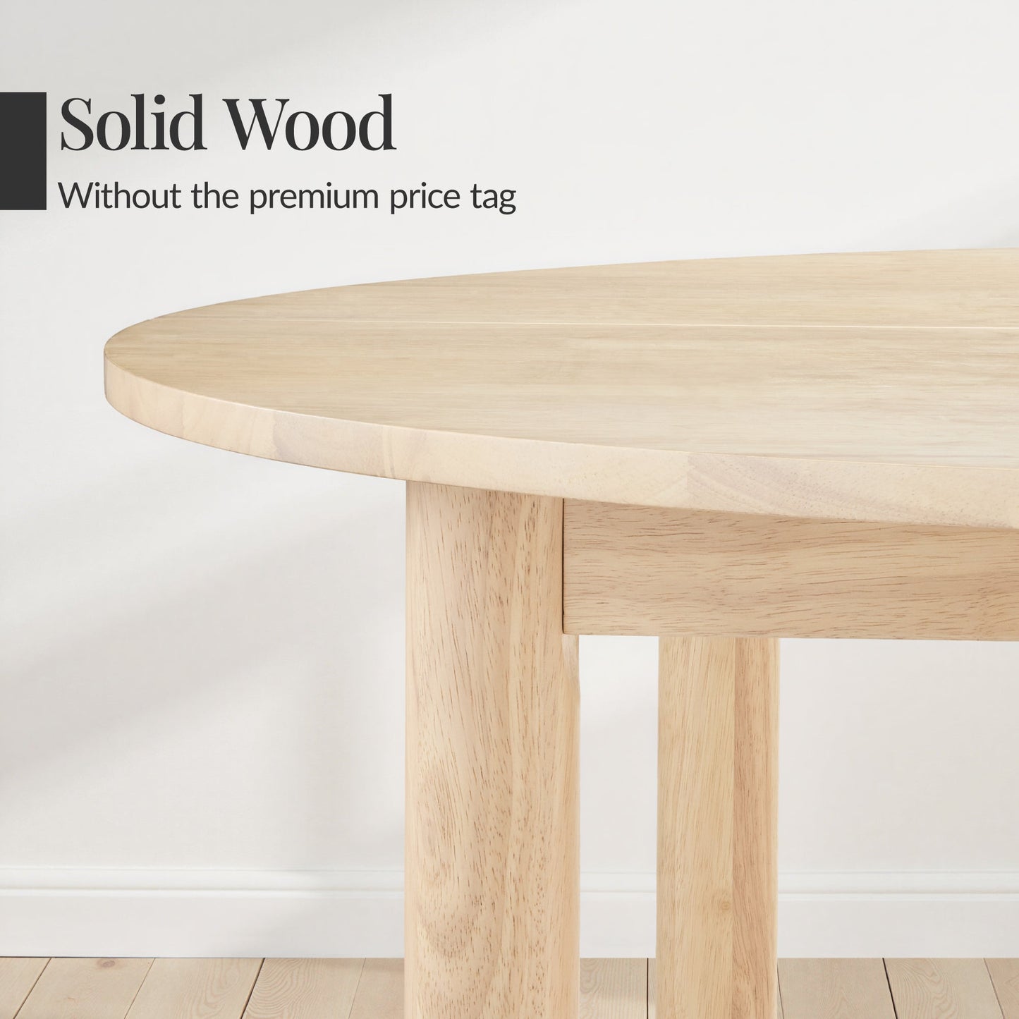 47in Round Solid Wood Dining Table, Modern Farmhouse Table For 4