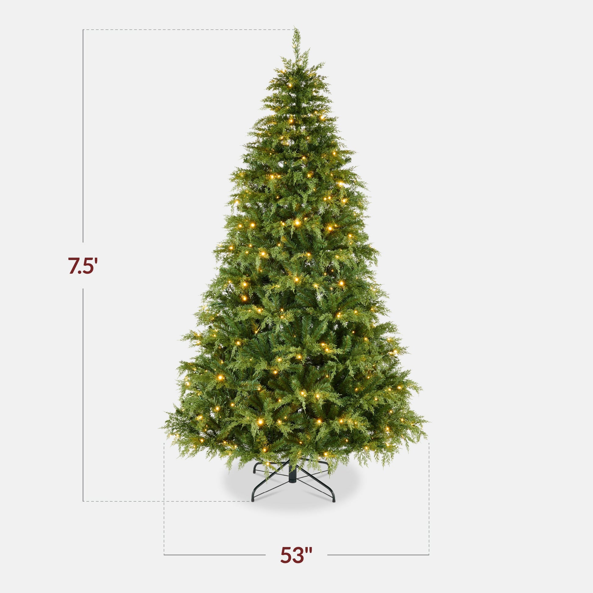 Pre-Lit Cedar Cypress Christmas Tree w/ Twinkling Lights