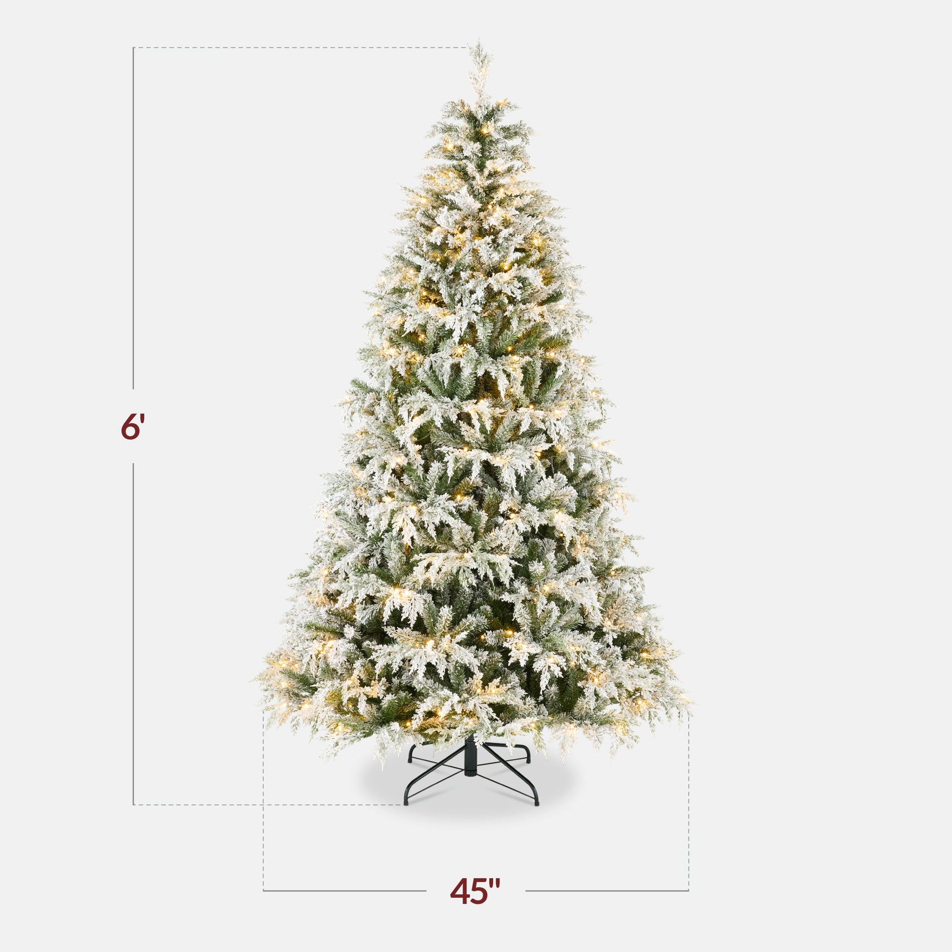 Pre-Lit Flocked Cedar Cypress Christmas Tree w/ Twinkling Lights
