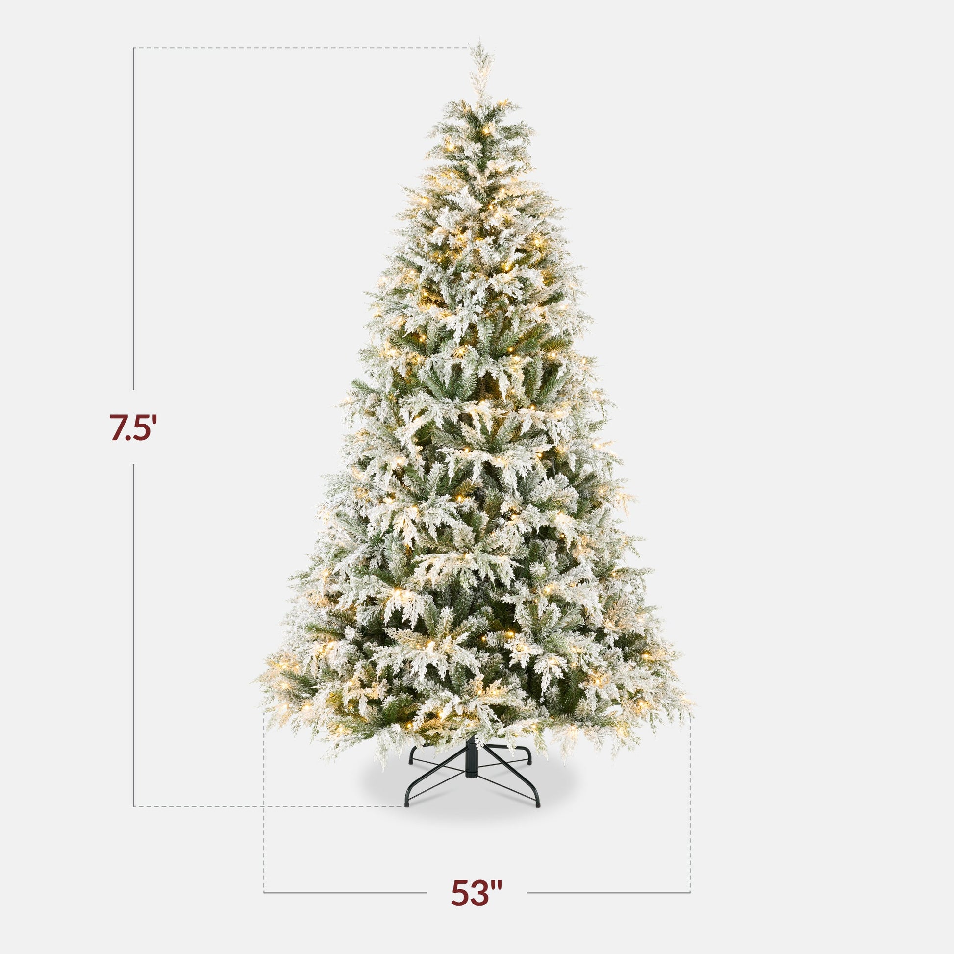 Pre-Lit Flocked Cedar Cypress Christmas Tree w/ Twinkling Lights