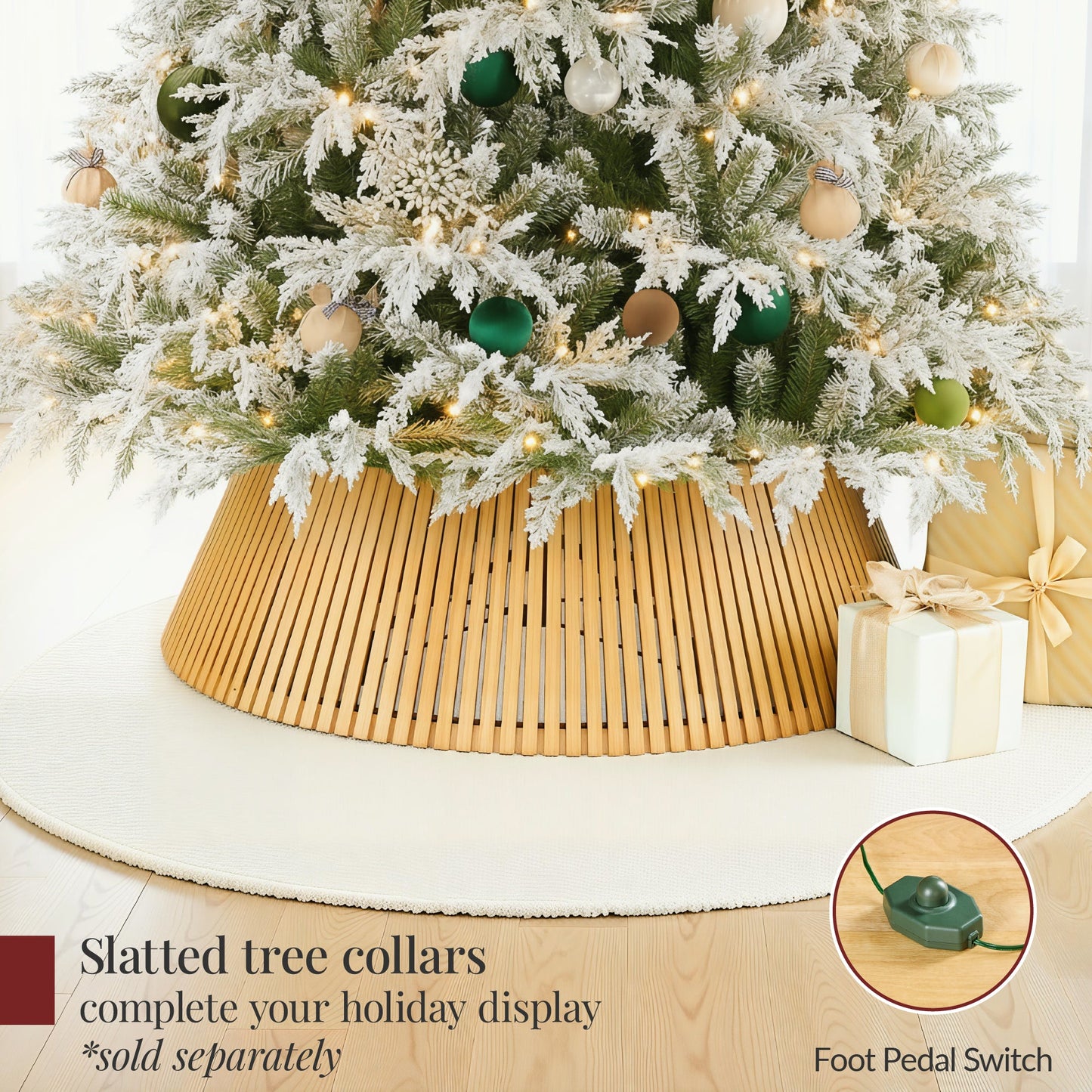 Pre-Lit Flocked Cedar Cypress Christmas Tree w/ Twinkling Lights