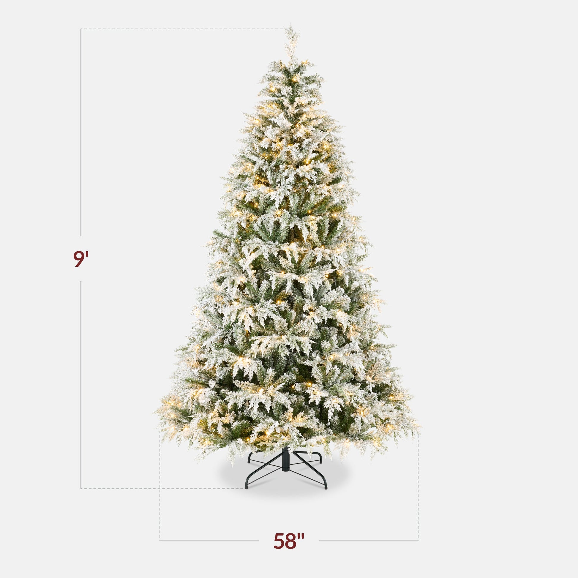 Pre-Lit Flocked Cedar Cypress Christmas Tree w/ Twinkling Lights