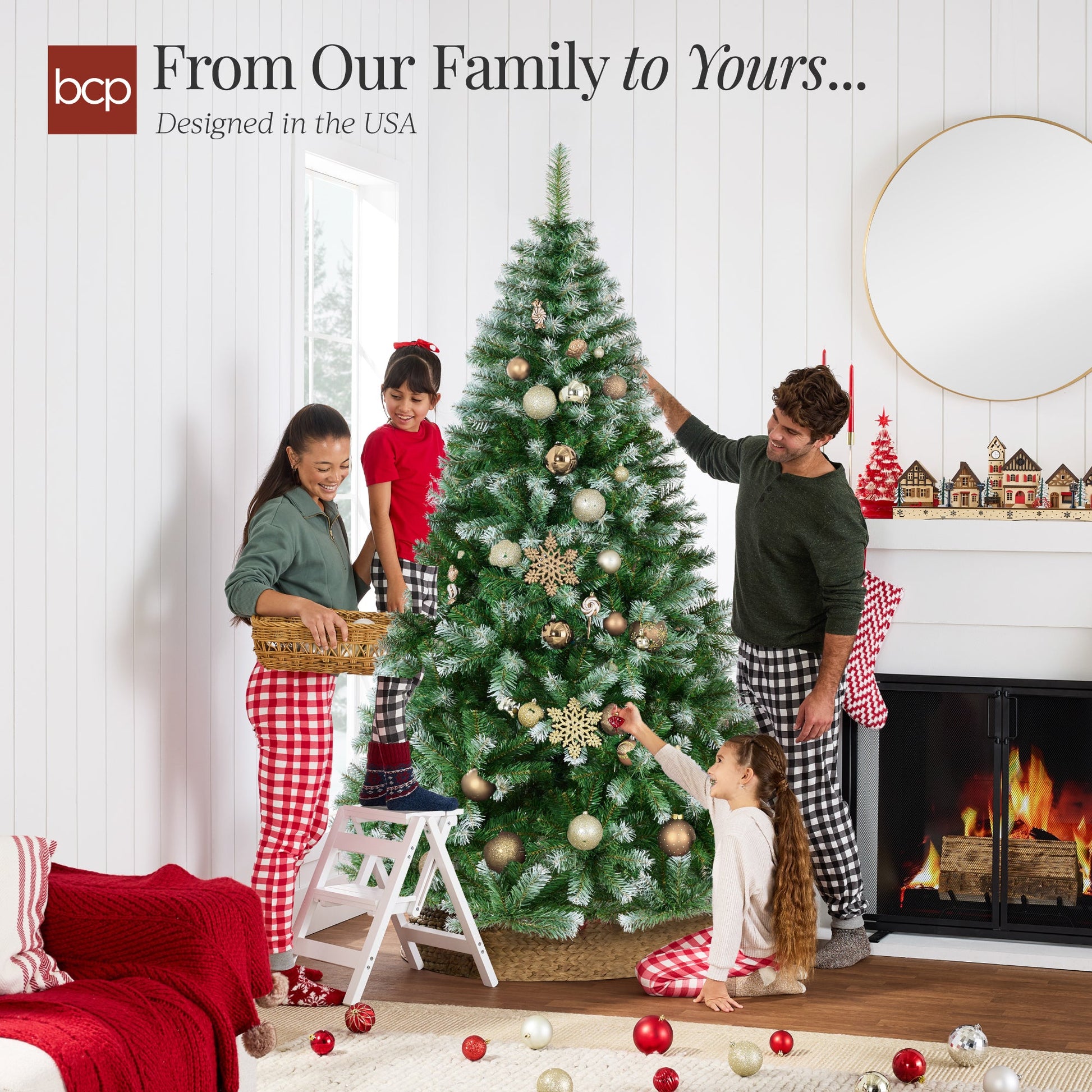 Artificial Frosted Pine Christmas Tree, Unlit Pine Design w/Easy Assembly