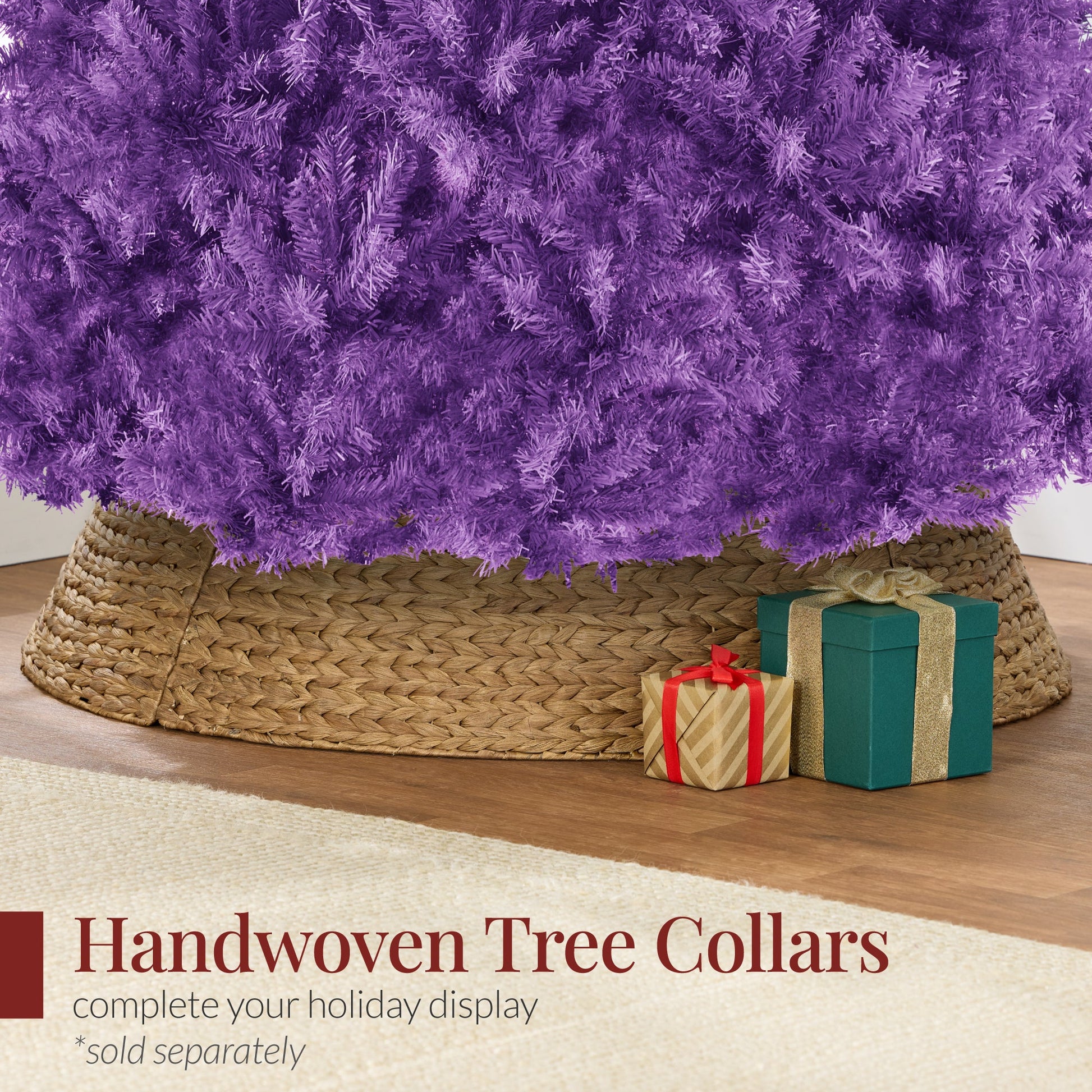 Artificial Purple Christmas Tree, Unlit Pine Design w/Easy Assembly