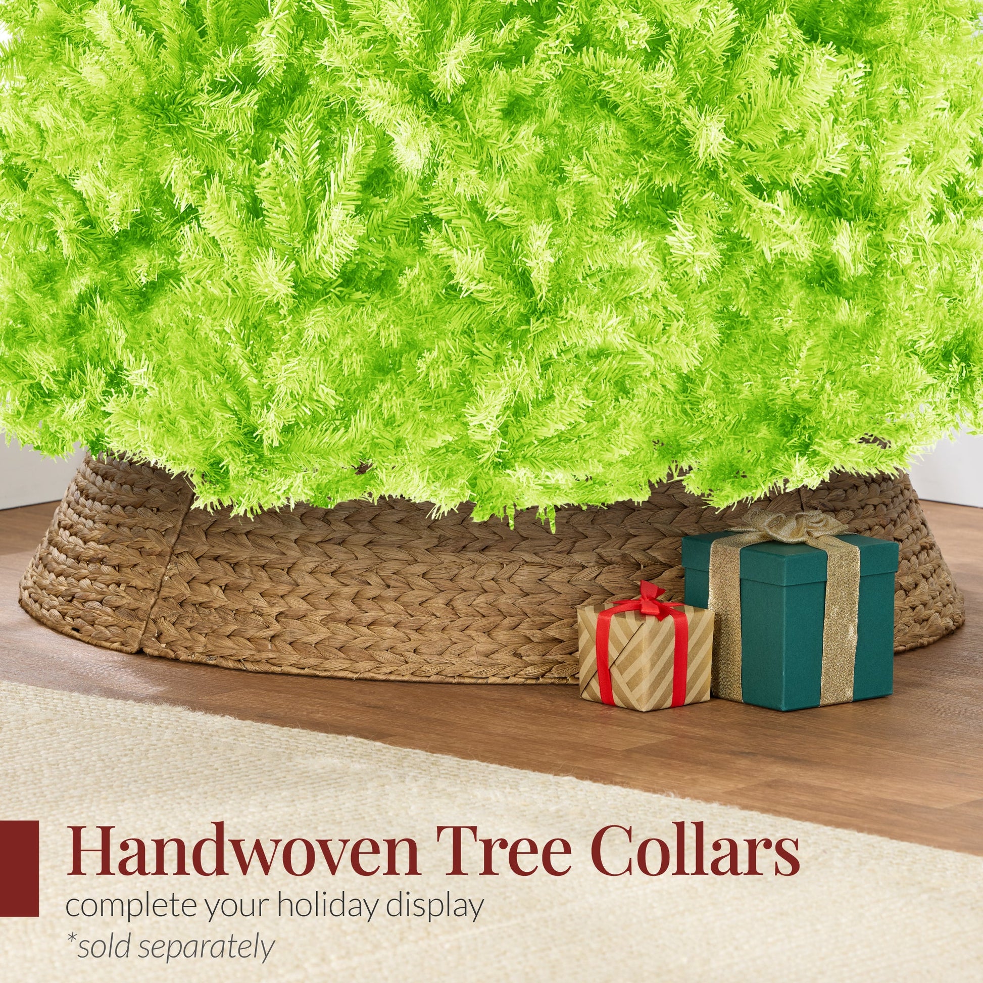 Artificial Lime Green Christmas Tree, Unlit Pine Design w/Easy Assembly
