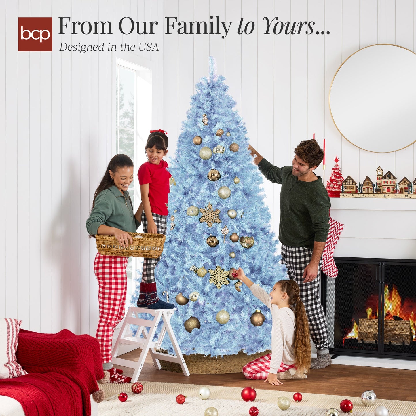 Artificial Baby Blue Christmas Tree, Unlit Pine Design w/Easy Assembly