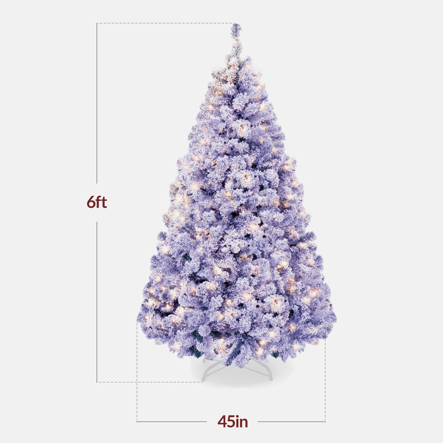 Pre-lit Christmas Tree, Snow Flocked Holiday Decor w/Twinkle Lights