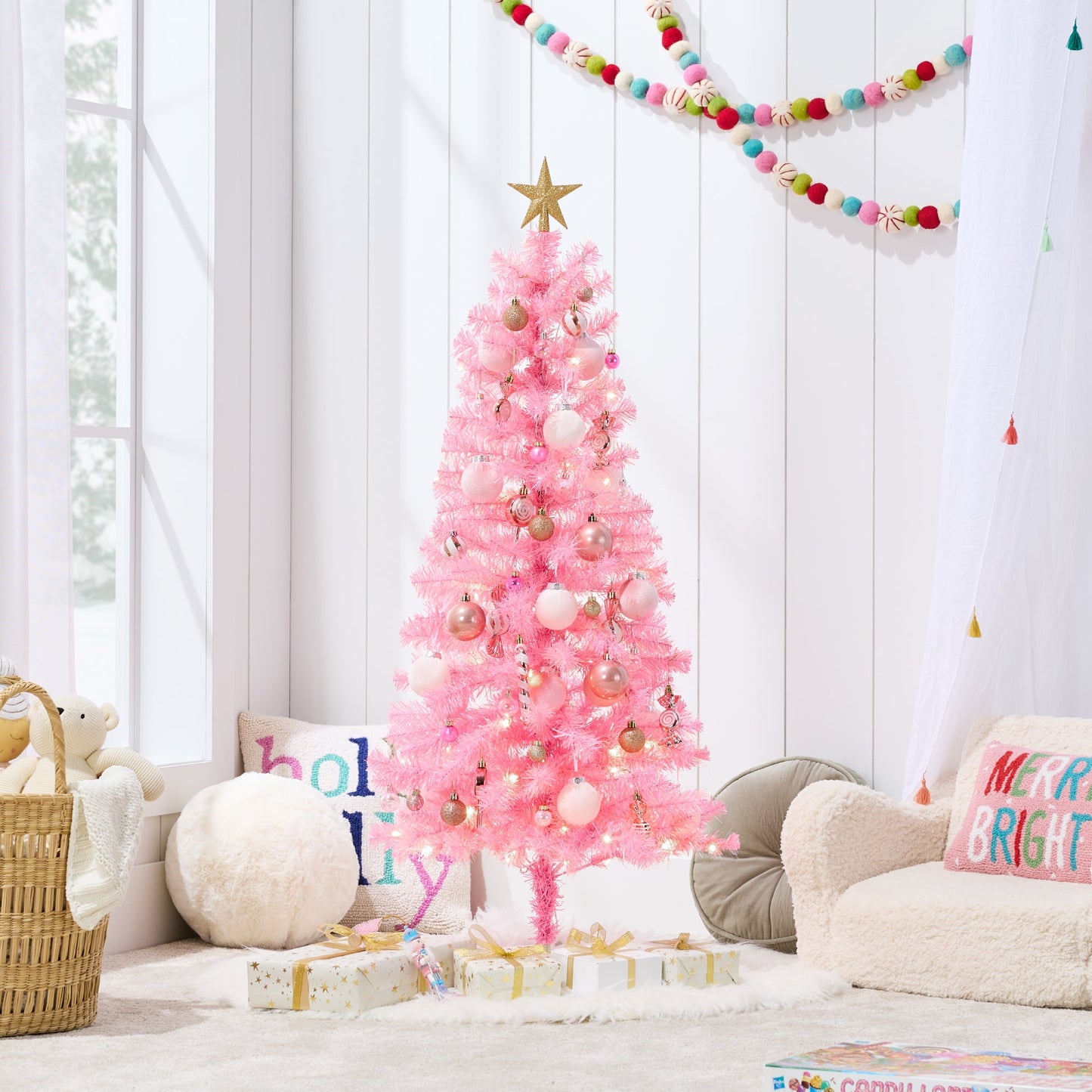 Pre-lit Colorful Mini Spruce Christmas Tree w/ LED Lights - 4ft