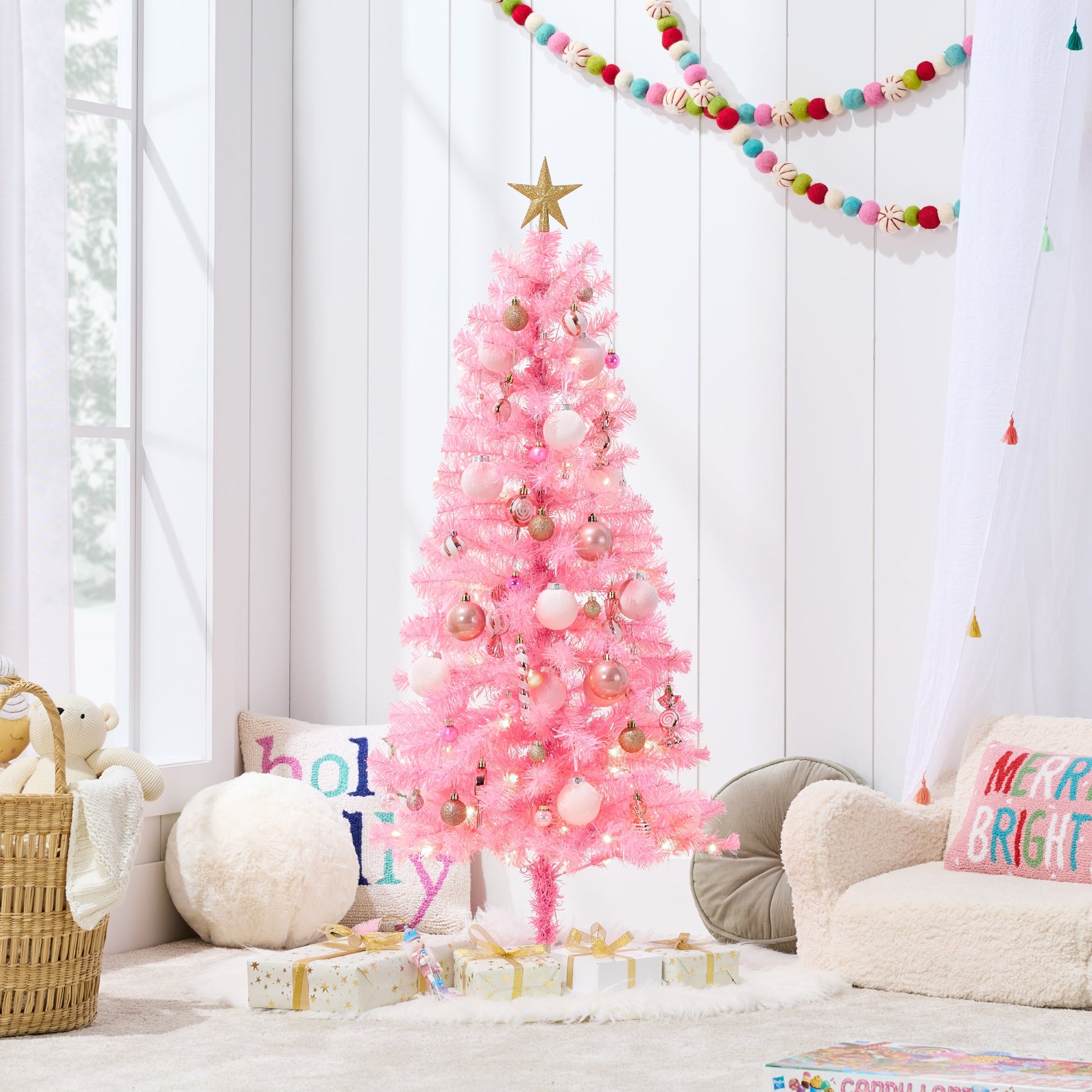 Pre-lit Colorful Mini Spruce Christmas Tree w/ LED Lights - 4ft