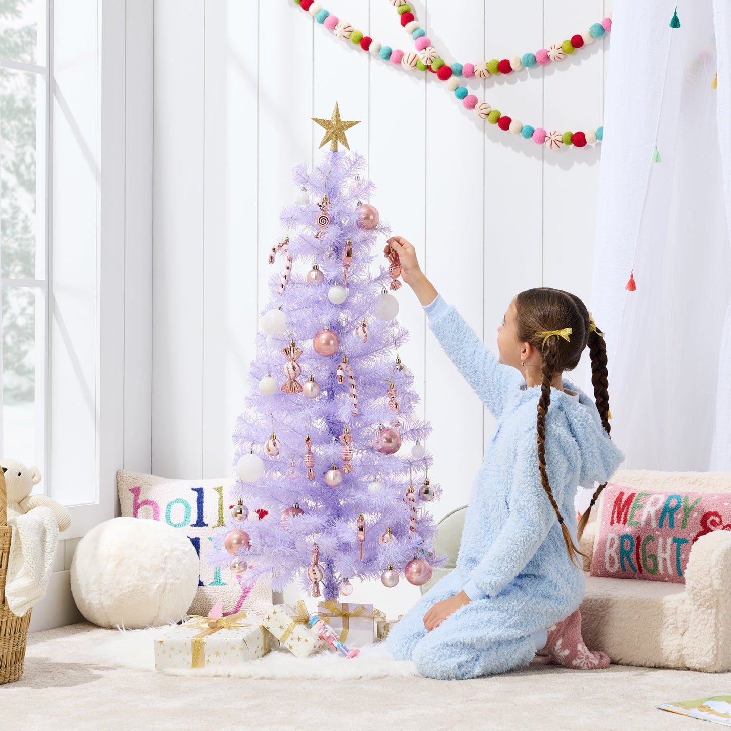 Pre-lit Colorful Mini Spruce Christmas Tree w/ LED Lights - 4ft