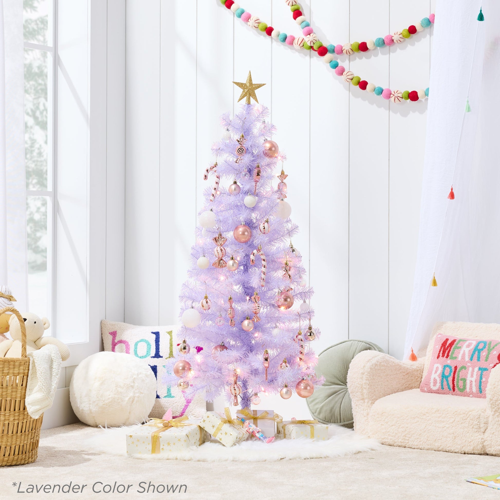 Pre-lit Colorful Mini Spruce Christmas Tree w/ LED Lights - 4ft