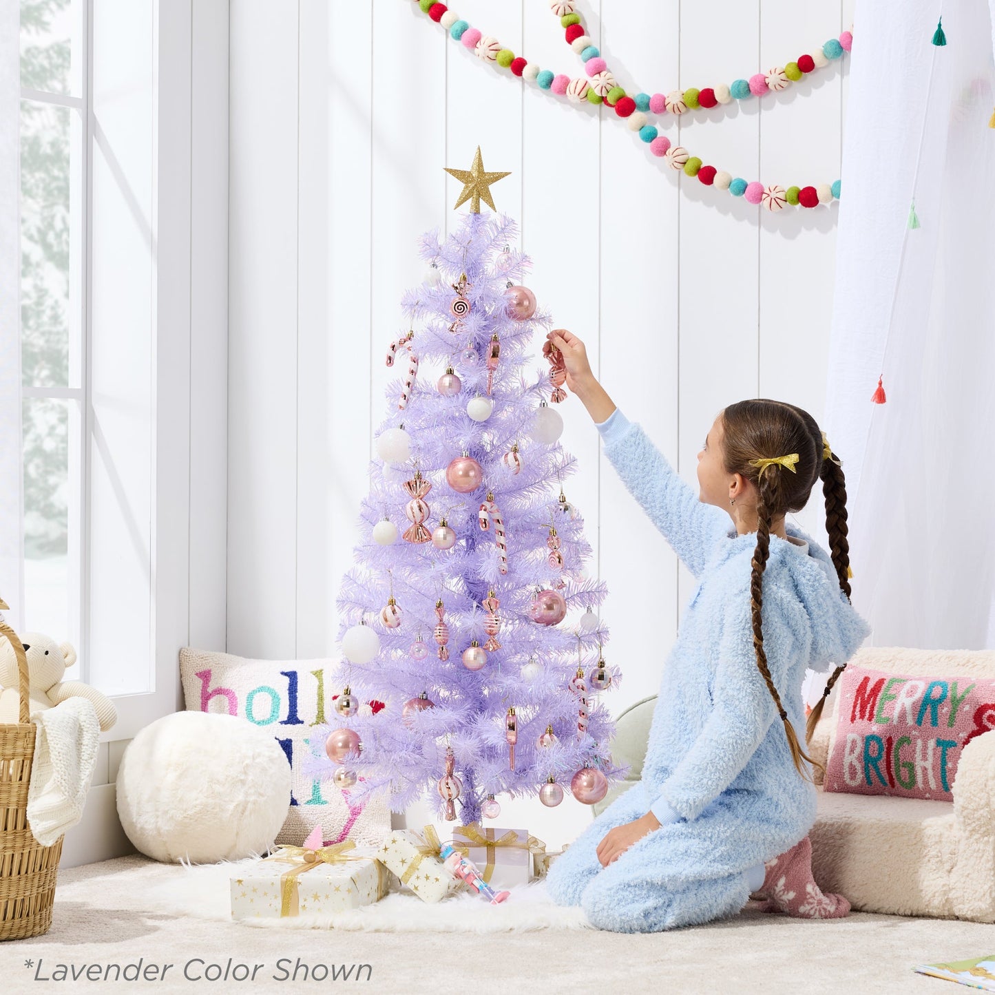 Pre-lit Colorful Mini Spruce Christmas Tree w/ LED Lights - 4ft