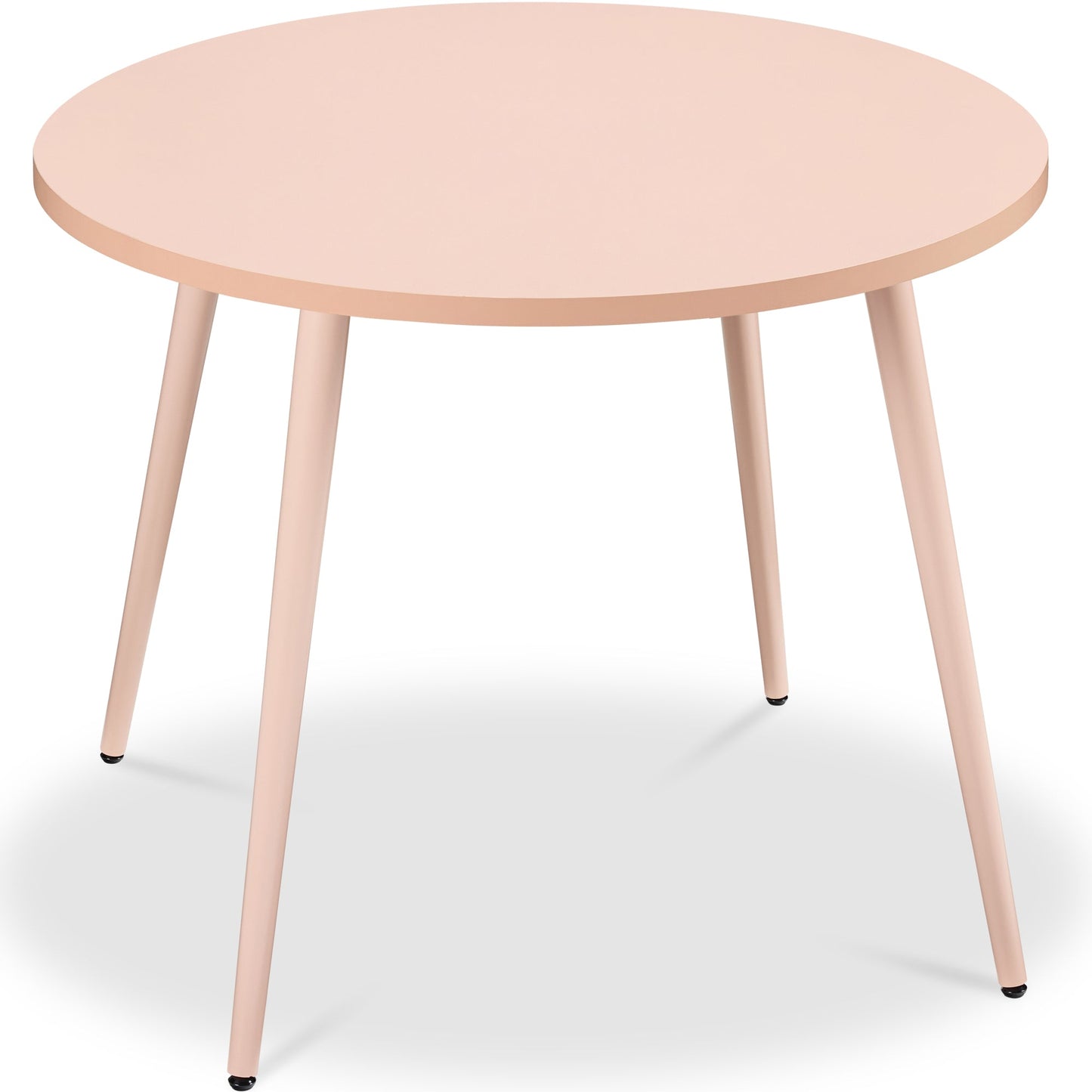 Round Mid-Century Modern 35.5in Dining Table, Dinette for Home or Kitchen w/Wood Finish Steel Legs