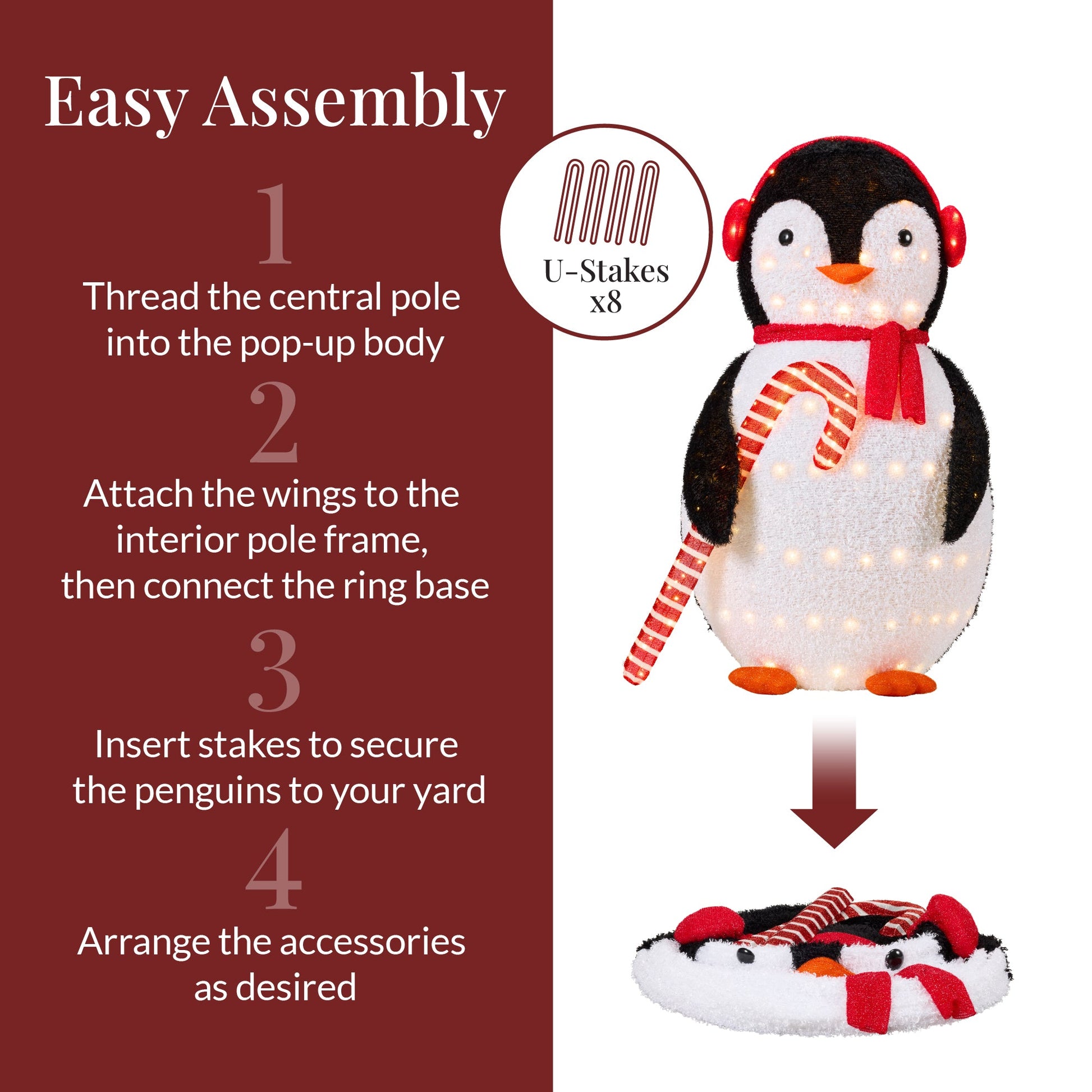 Lighted Pop-Up Penguin Outdoor Christmas Decoration w/ LED Lights