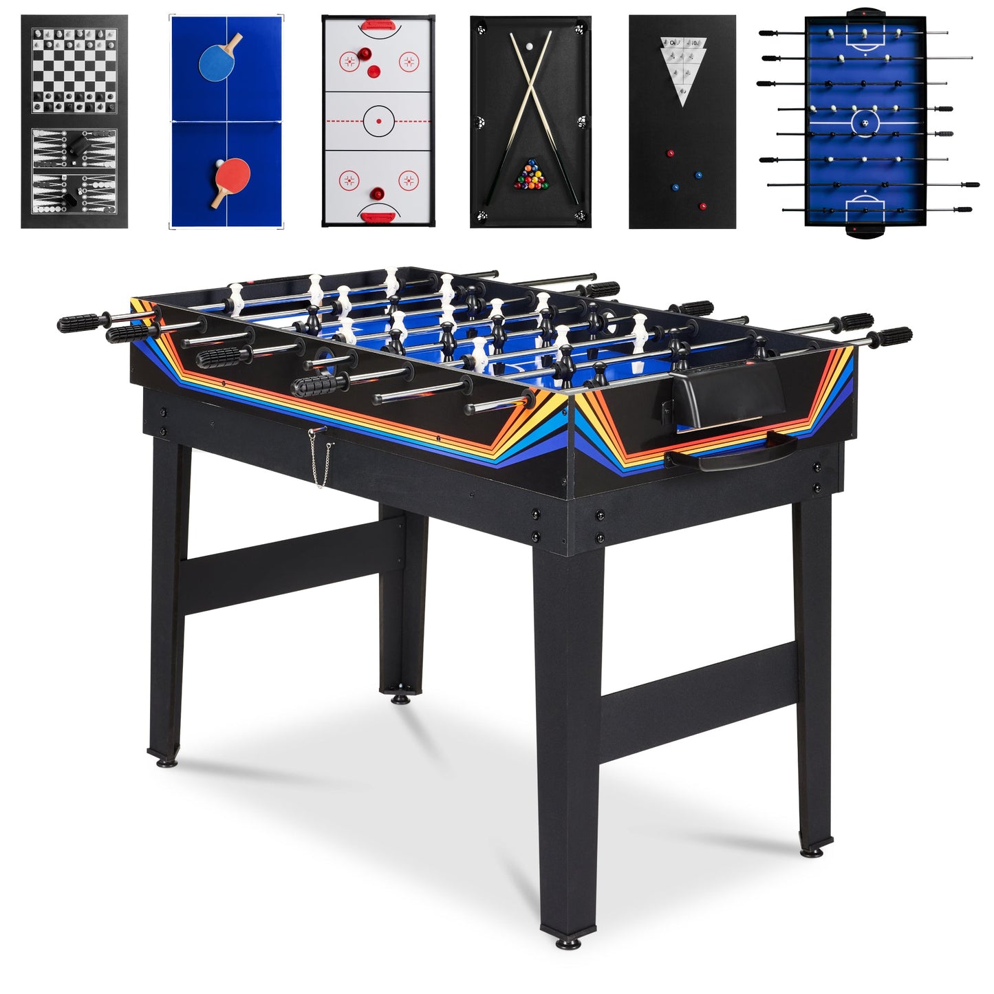 10-in-1 Combo Game Table Set w/ Pool, Foosball, Ping Pong, Chess - 2x4ft