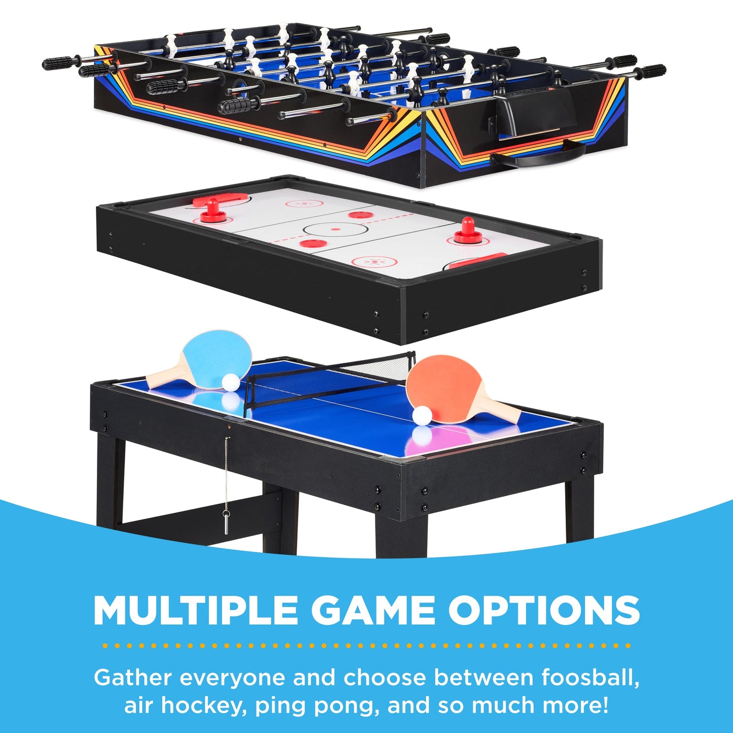 10-in-1 Combo Game Table Set w/ Pool, Foosball, Ping Pong, Chess - 2x4ft