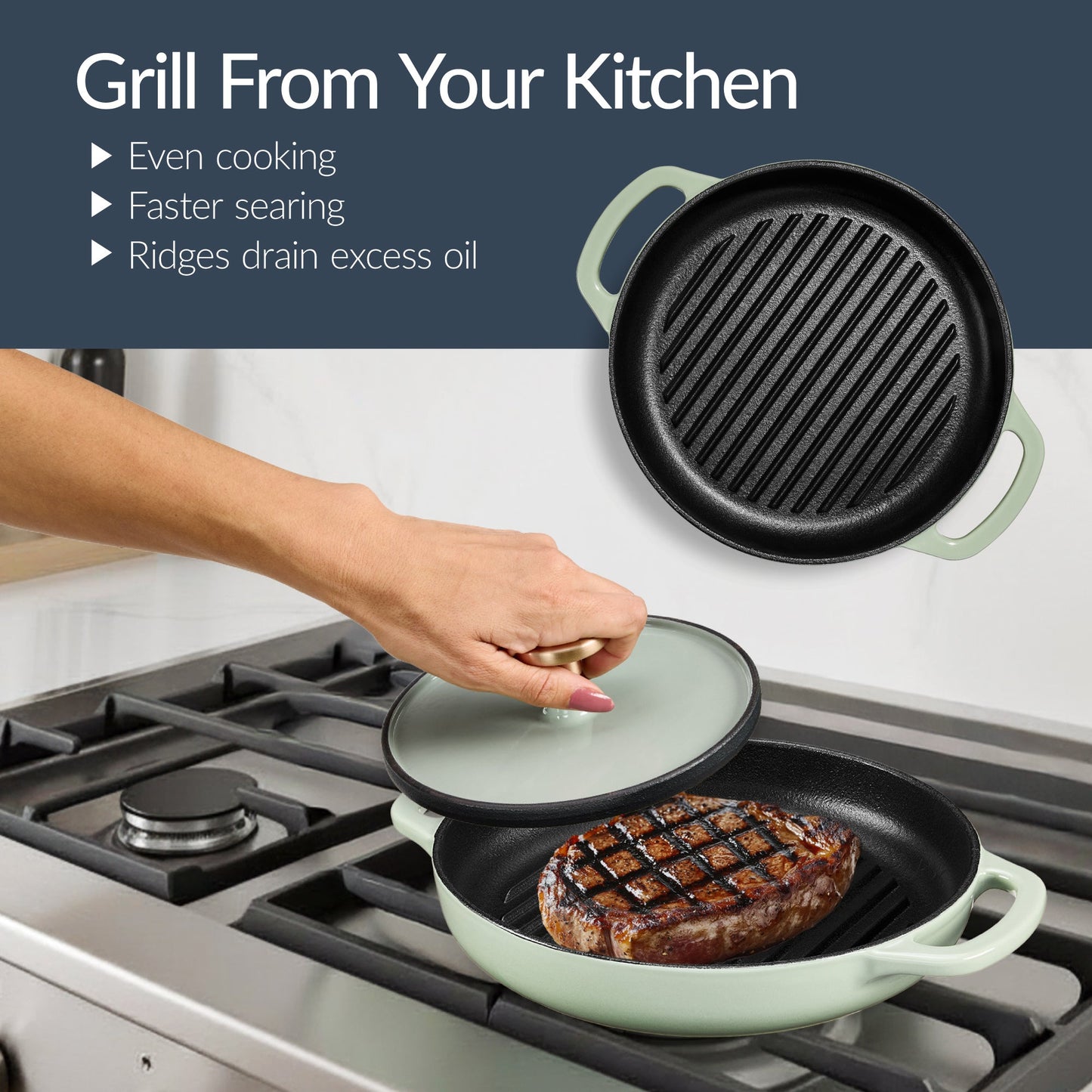 Non-Stick Pot & Pan Cookware Set, Cast Iron Skillet, Pan, Press, Dutch Oven