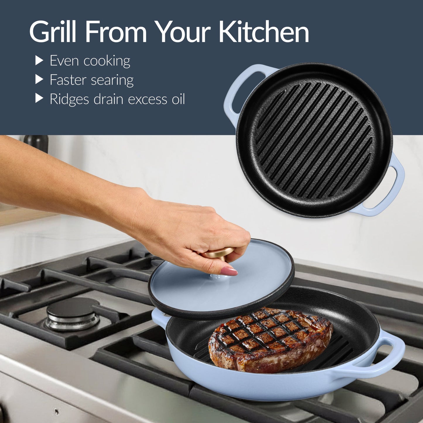 Non-Stick Pot & Pan Cookware Set, Cast Iron Skillet, Pan, Press, Dutch Oven