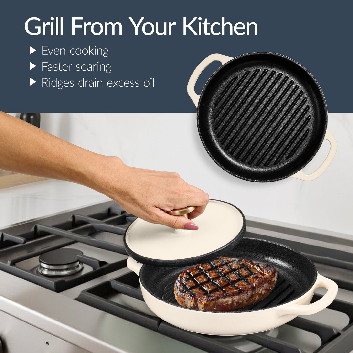 Non-Stick Pot & Pan Cookware Set, Cast Iron Skillet, Pan, Press, Dutch Oven