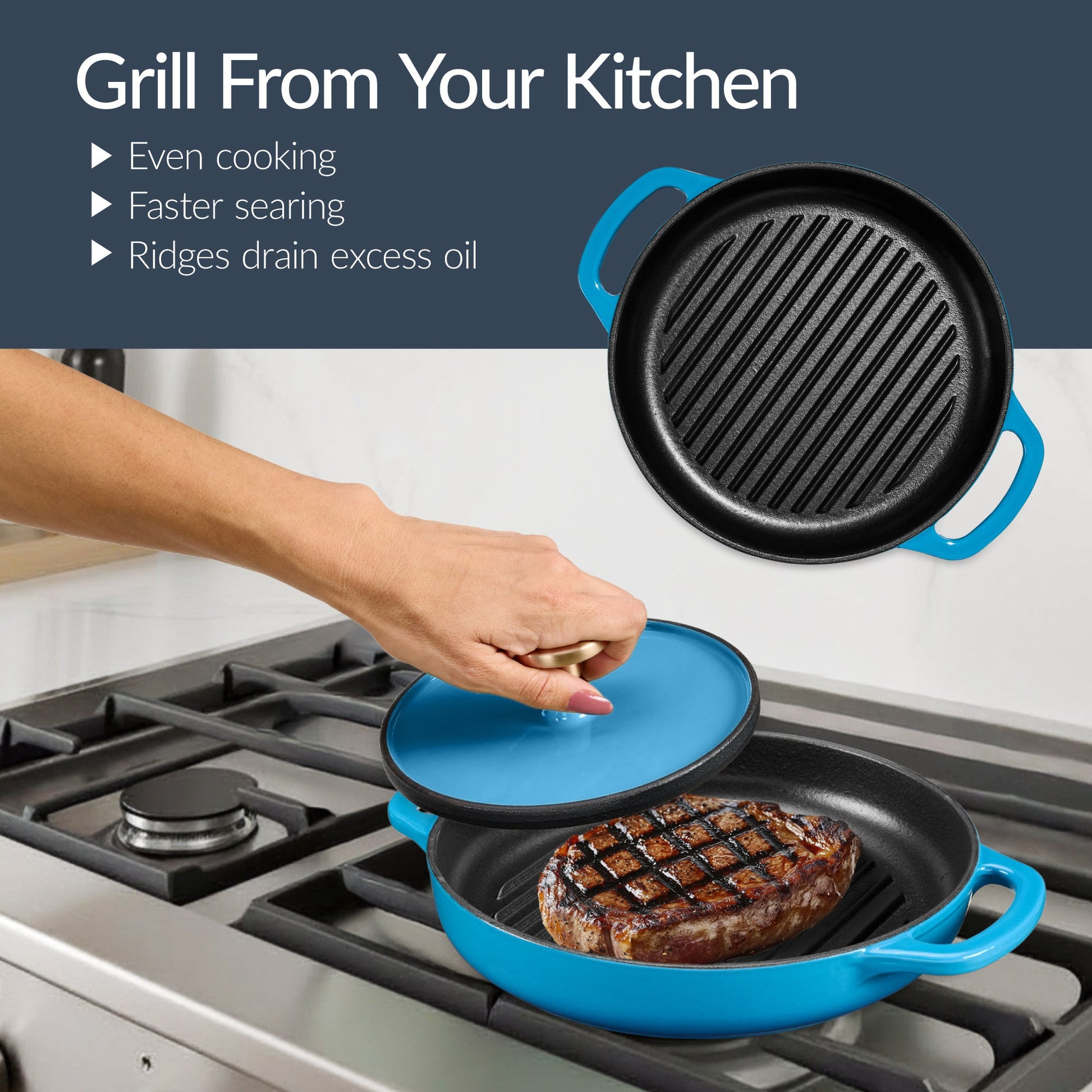 Non-Stick Pot & Pan Cookware Set, Cast Iron Skillet, Pan, Press, Dutch Oven