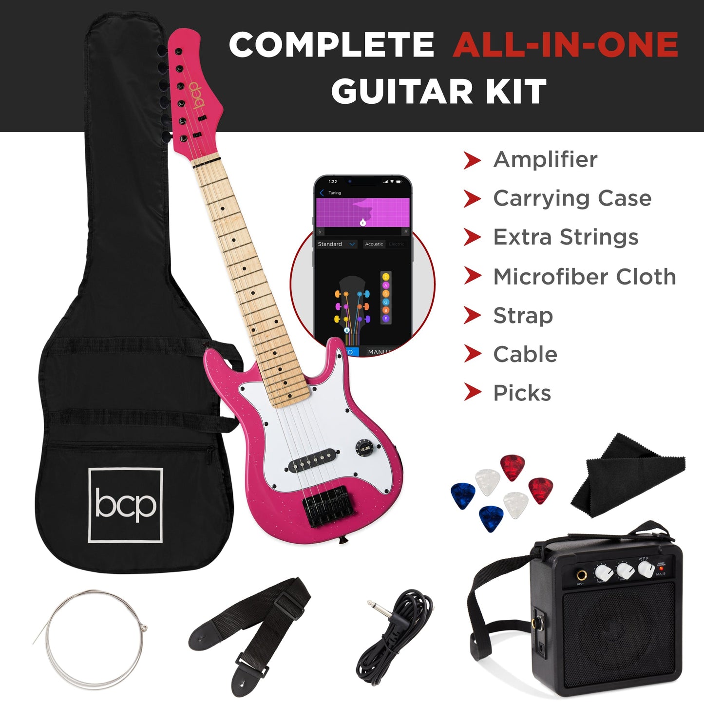 Kids Electric Guitar Beginner Starter Kit w/ 5W Amplifier - 30 in