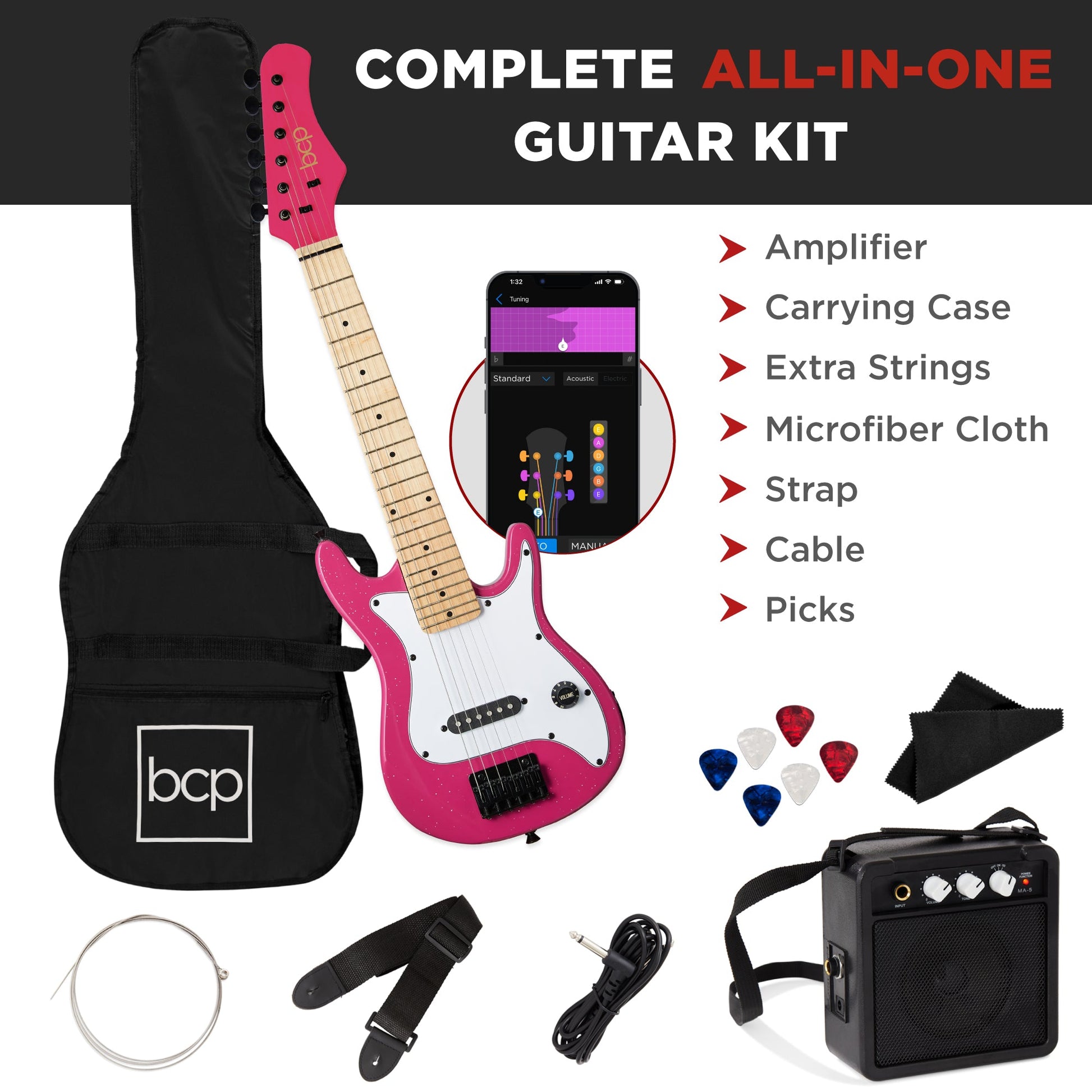 Kids Electric Guitar Beginner Starter Kit w/ 5W Amplifier - 30 in