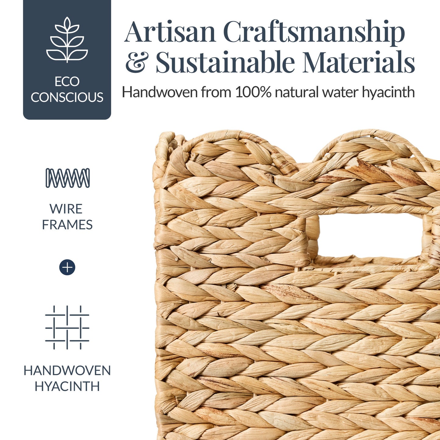 Scalloped 10.5 x 10.5in Hyacinth Storage Basket Set of 5