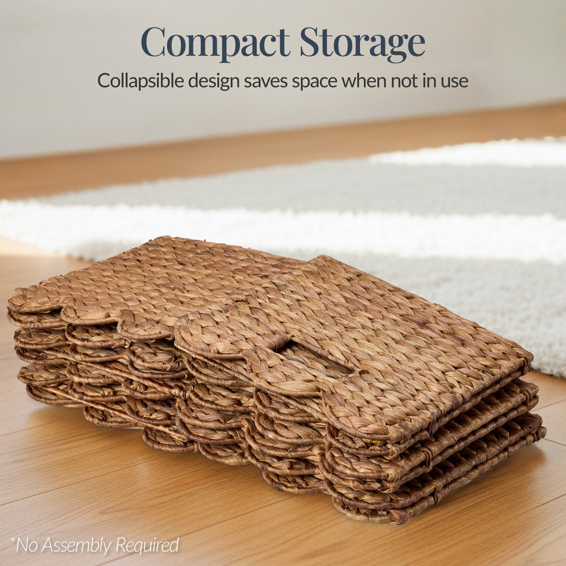 Scalloped 10.5 x 10.5in Hyacinth Storage Basket Set of 5