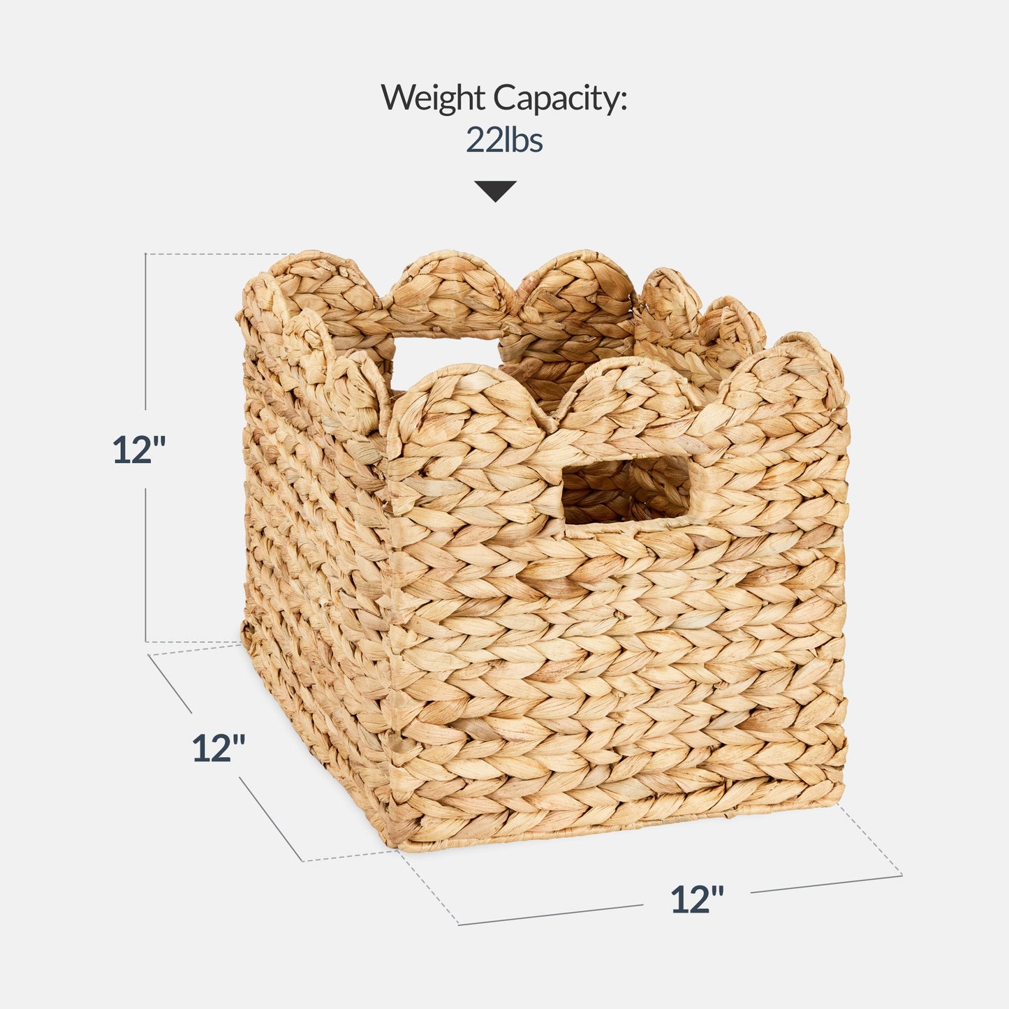 Scalloped 12x 12 Hyacinth Storage Basket Set of 5
