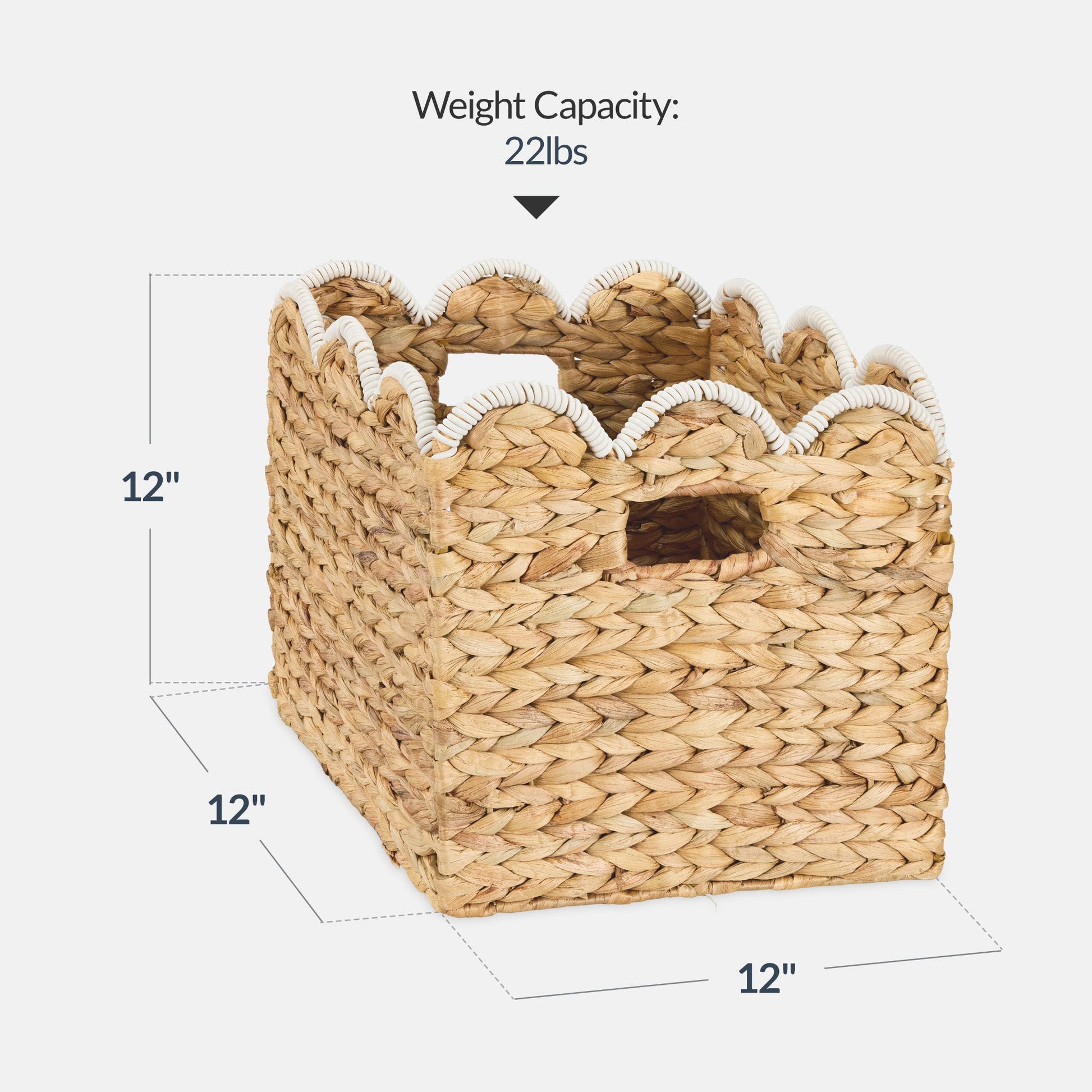 Scalloped 12x 12 Hyacinth Storage Basket Set of 5