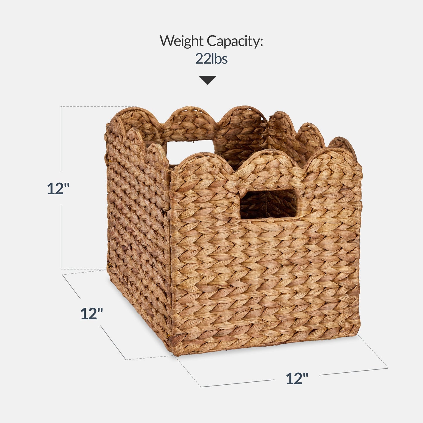 Scalloped 13 x 13in Hyacinth Storage Basket Set of 5