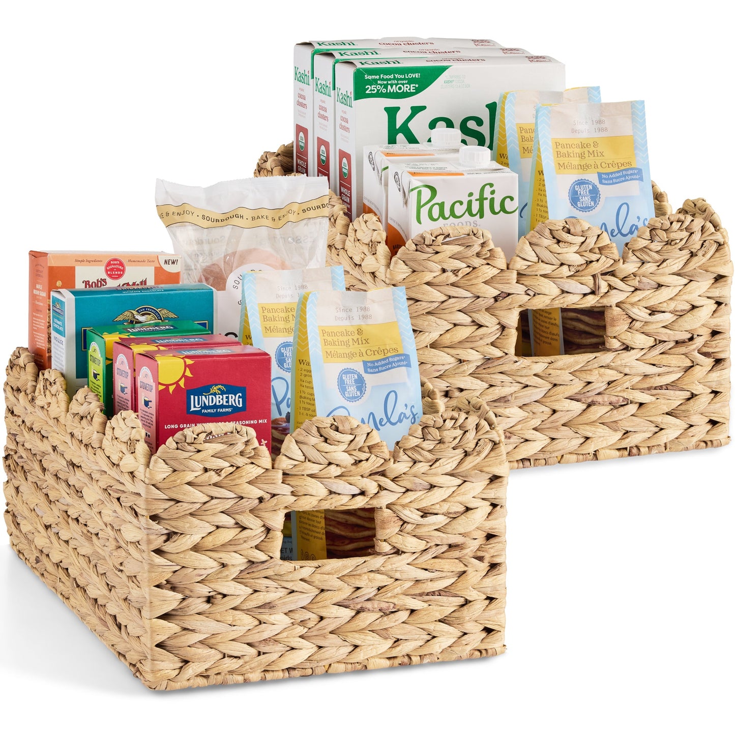 16x12 Scalloped Shelf Basket, Pantry Bins, 2 Pack