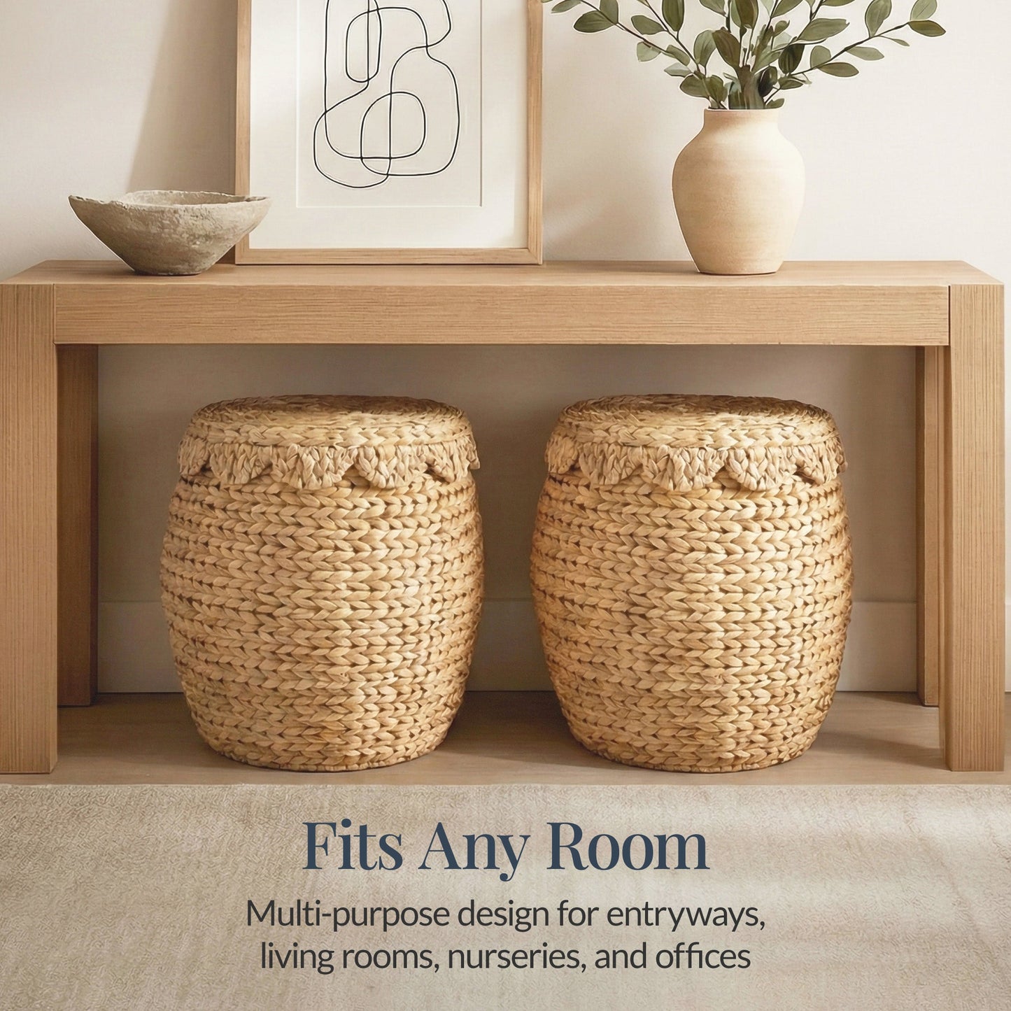 Scalloped Hyacinth Storage Tote Basket