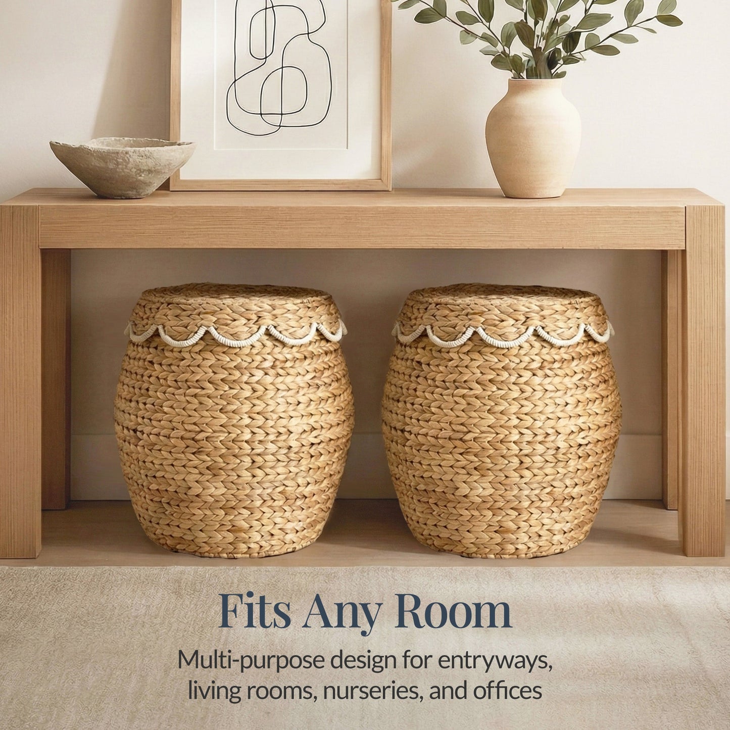 Scalloped Hyacinth Storage Tote Basket