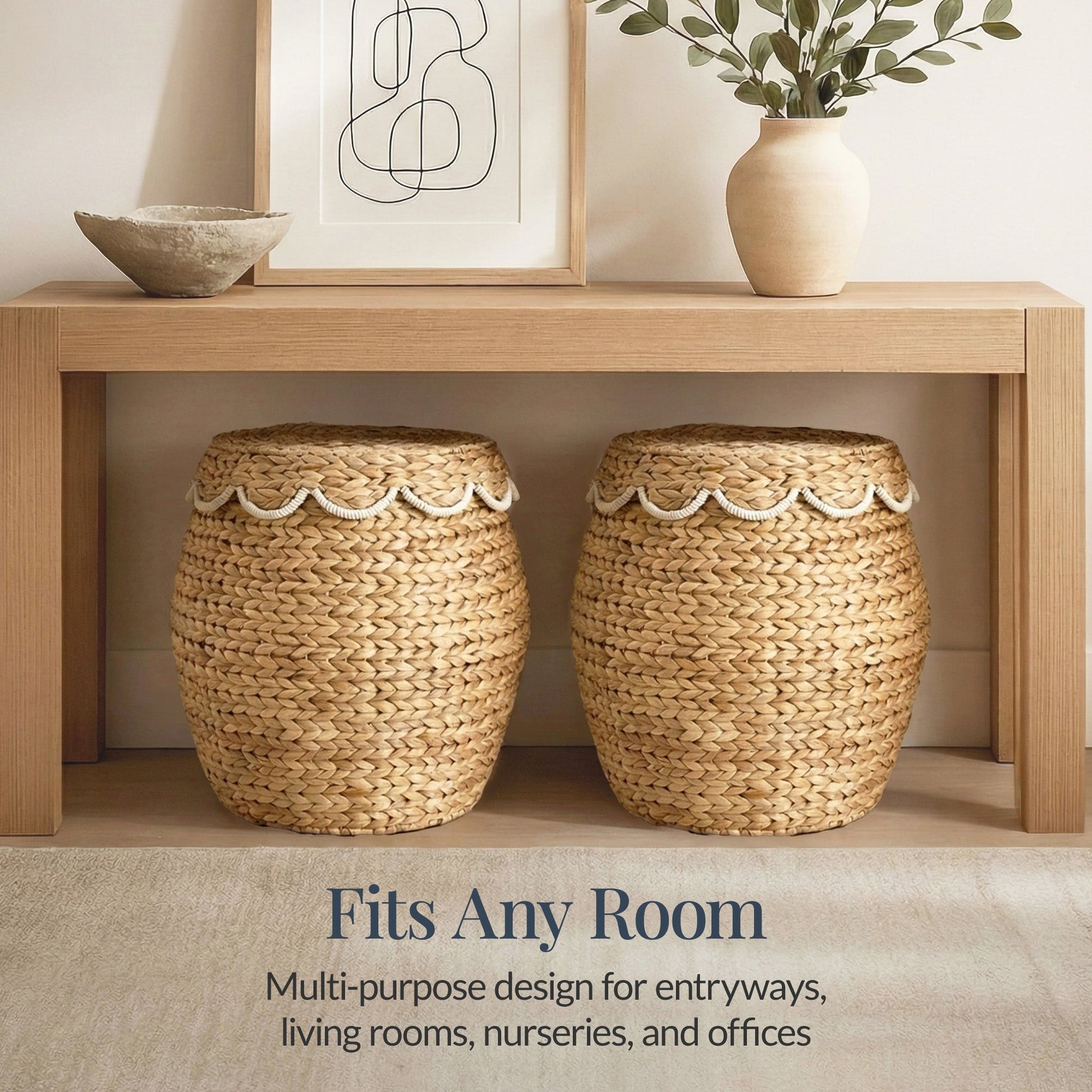 Scalloped Hyacinth Storage Tote Basket
