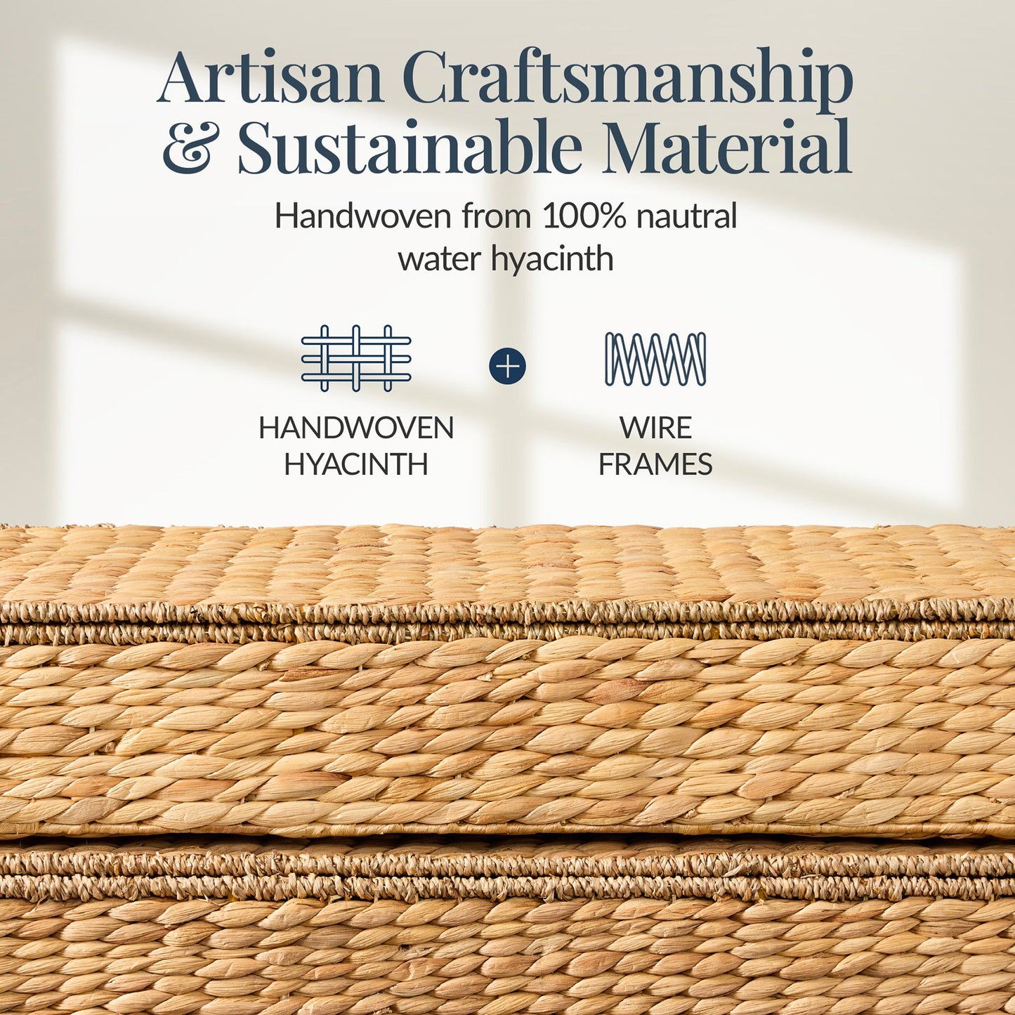 2 PC Water Hyacinth Nesting Underbed Storage Baskets