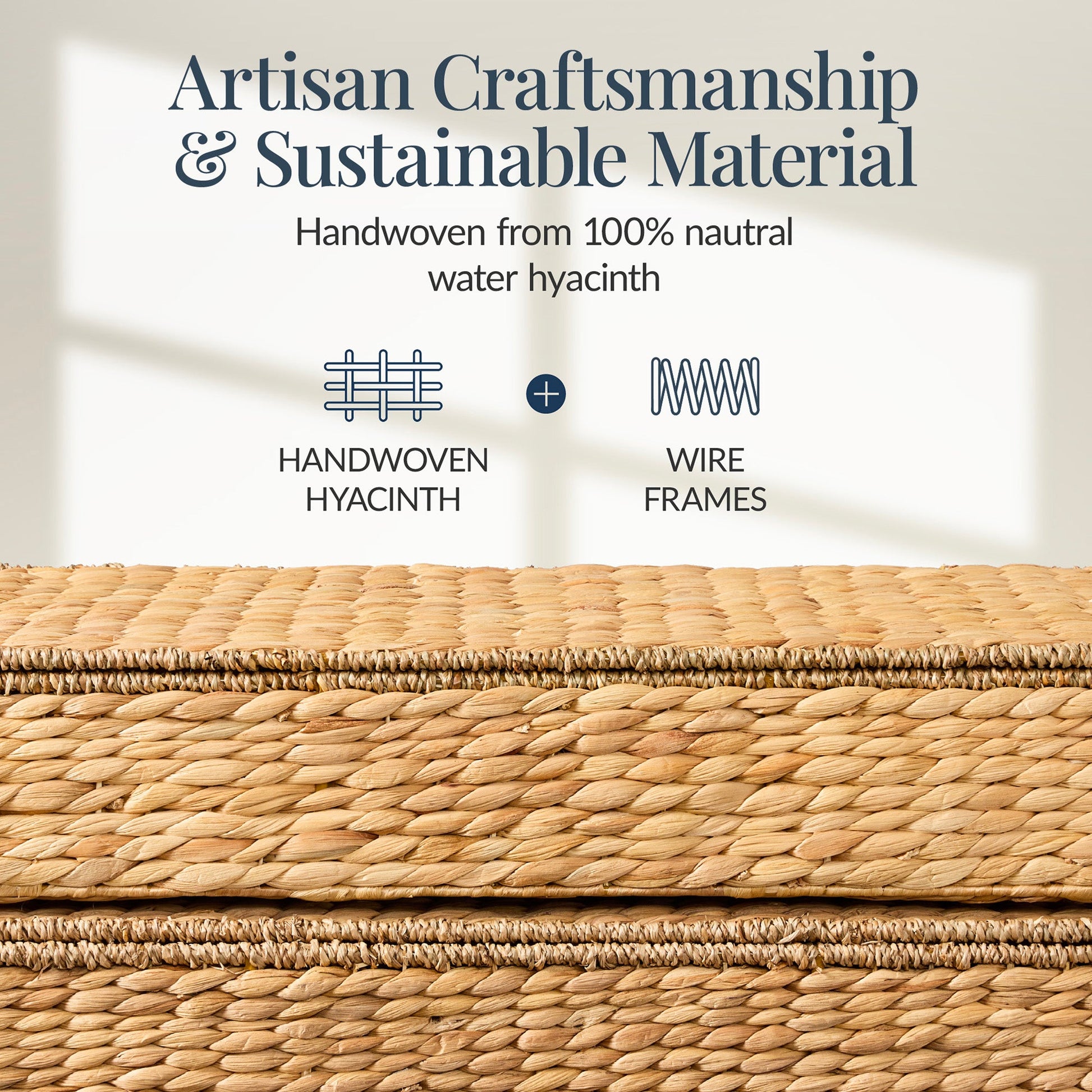 2 PC Water Hyacinth Nesting Underbed Storage Baskets