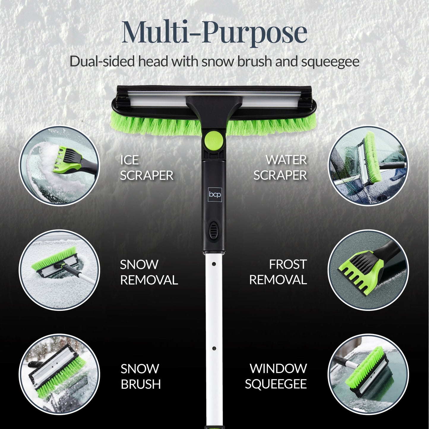 39" Extendable Snow Brush with Squeegee and Ice Scraper