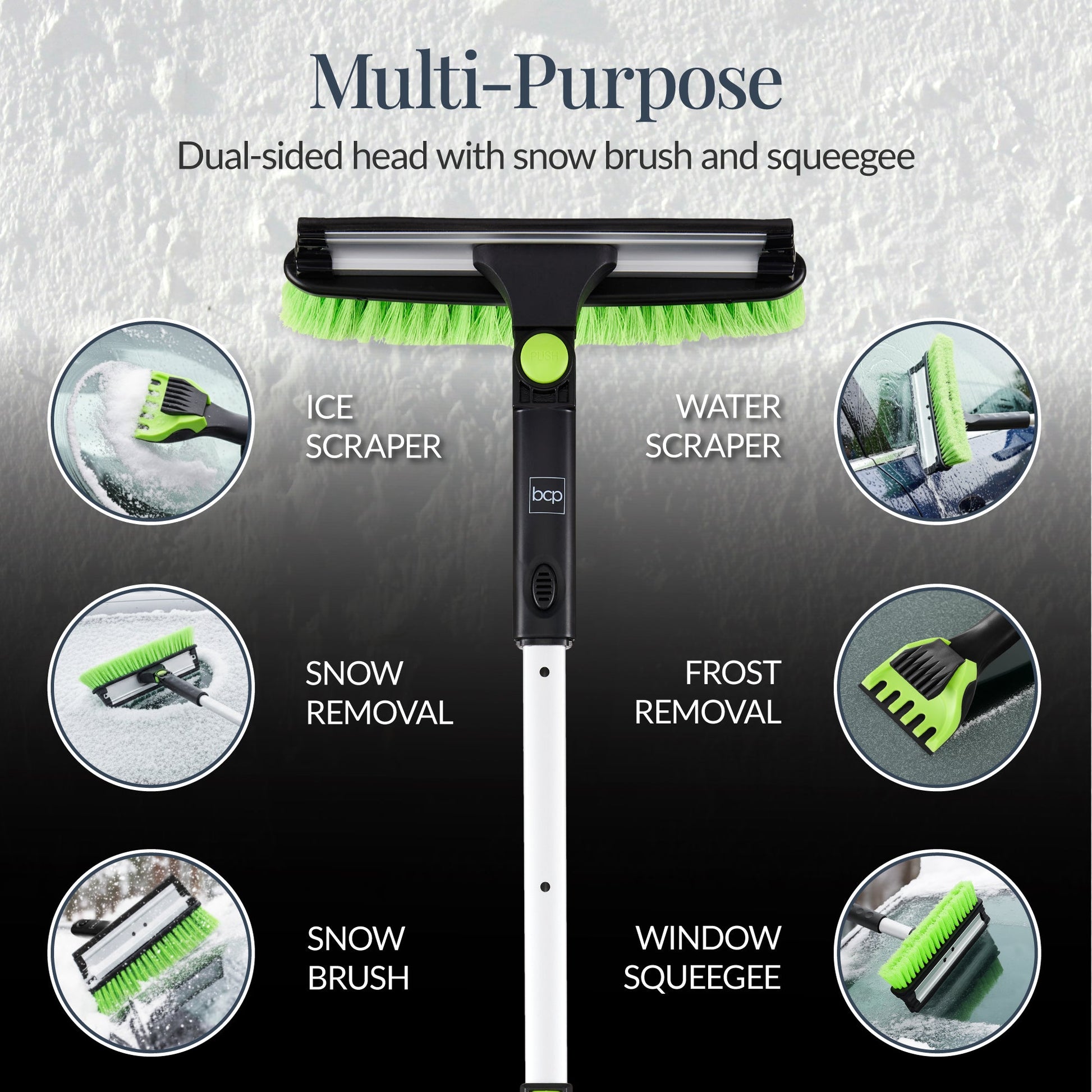 39" Extendable Snow Brush with Squeegee and Ice Scraper
