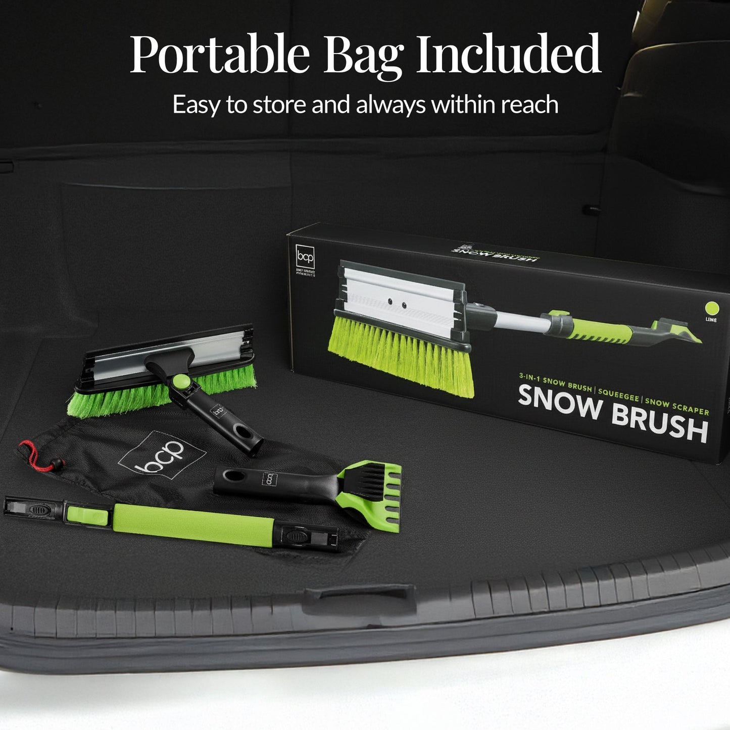39" Extendable Snow Brush with Squeegee and Ice Scraper