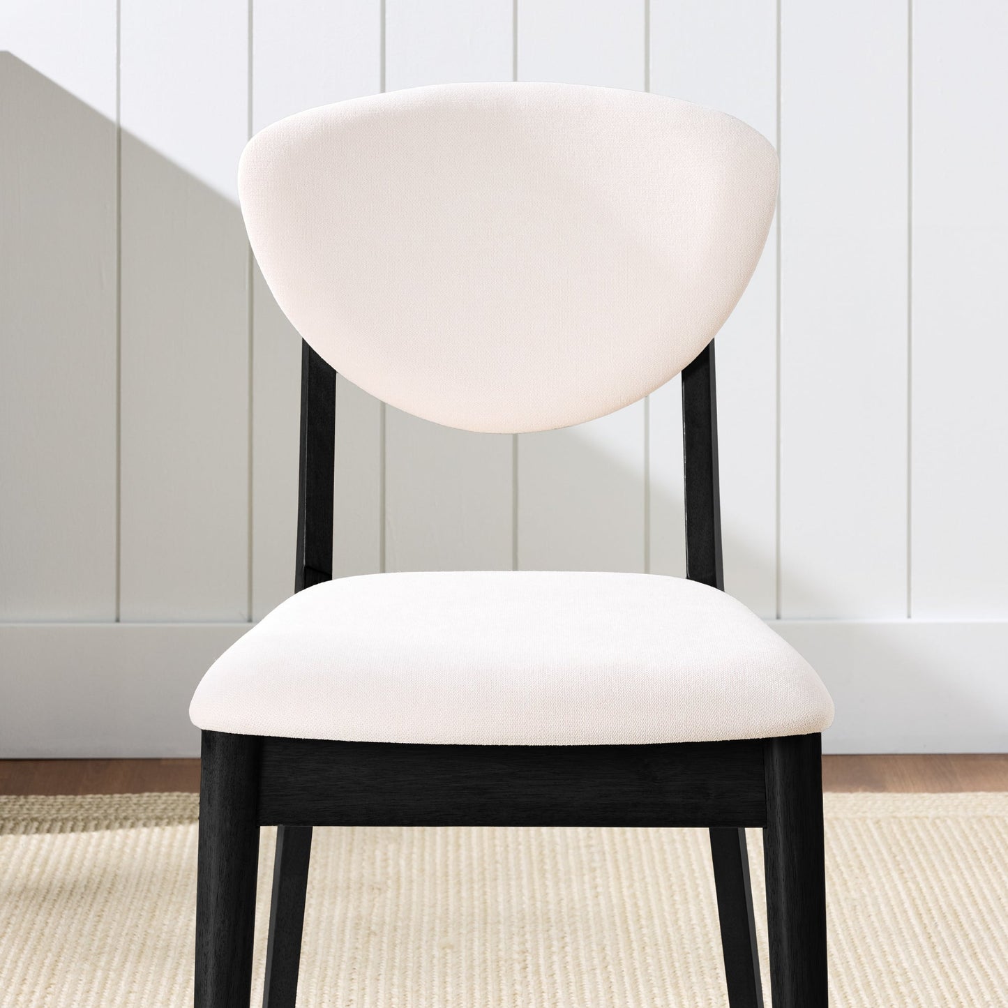 2-Piece Mid-Century Modern Wood &Upholstered Dining Chair Set