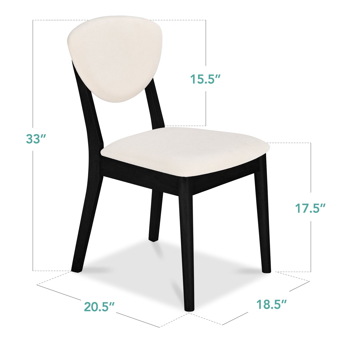 2-Piece Mid-Century Modern Wood &Upholstered Dining Chair Set