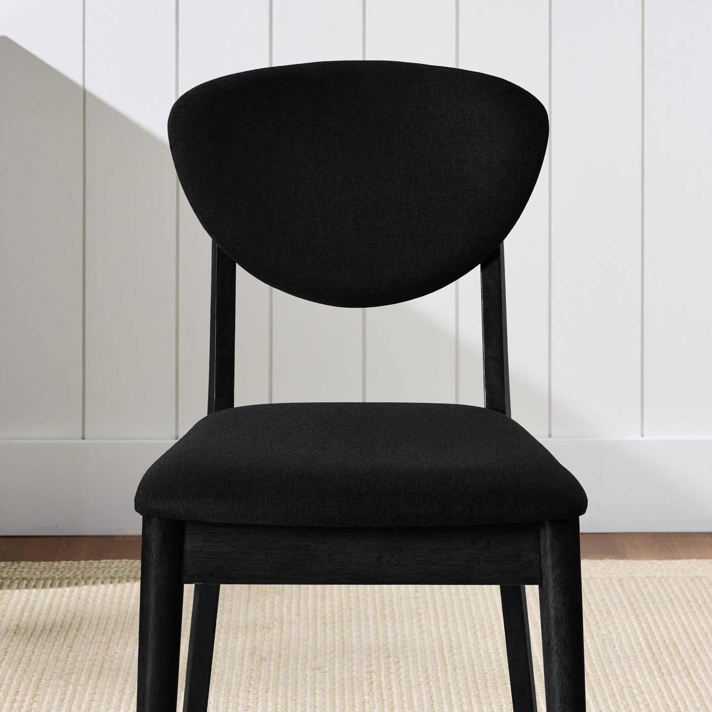 2-Piece Mid-Century Modern Wood &Upholstered Dining Chair Set
