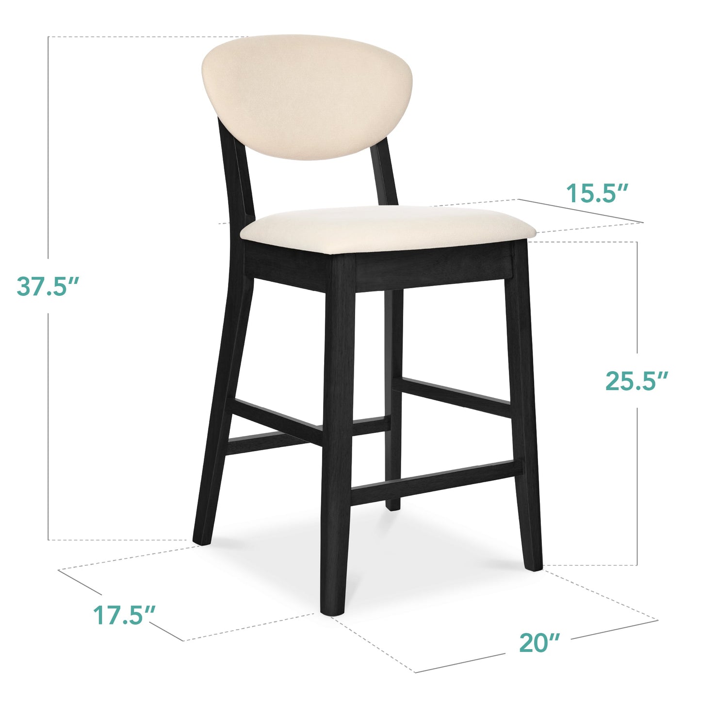Set of 2 Modern Counter-Height Bar Stool Set W/ Upholstered Seat Cushion