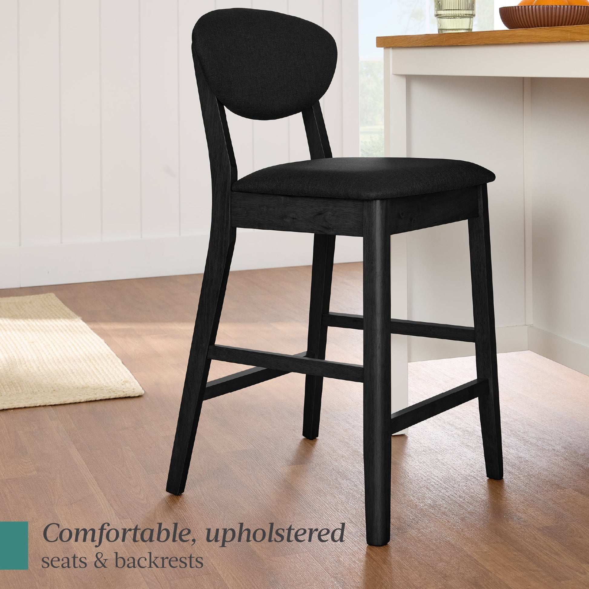 Set of 2 Modern Counter-Height Bar Stool Set W/ Upholstered Seat Cushion