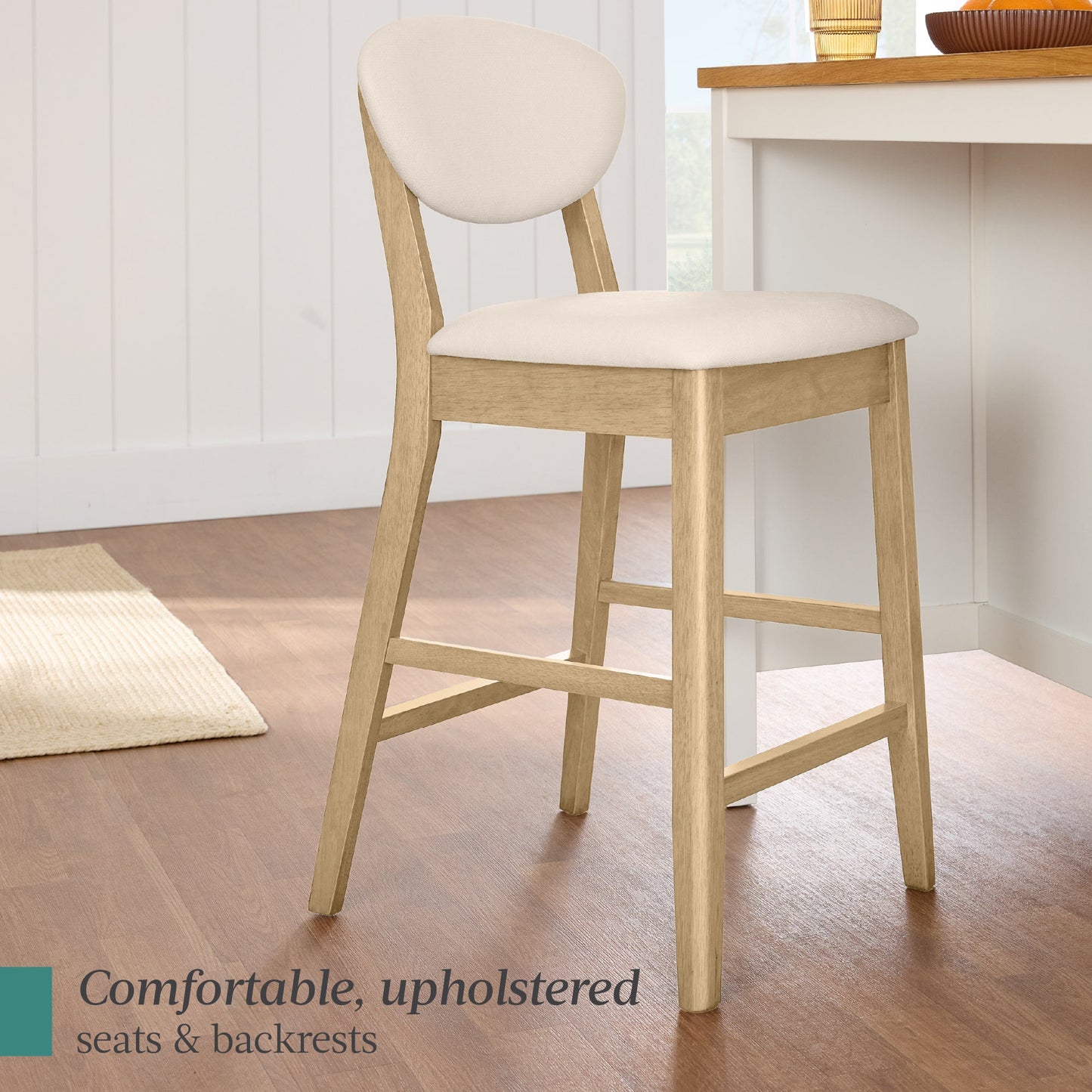 Set of 2 Modern Counter-Height Bar Stool Set W/ Upholstered Seat Cushion