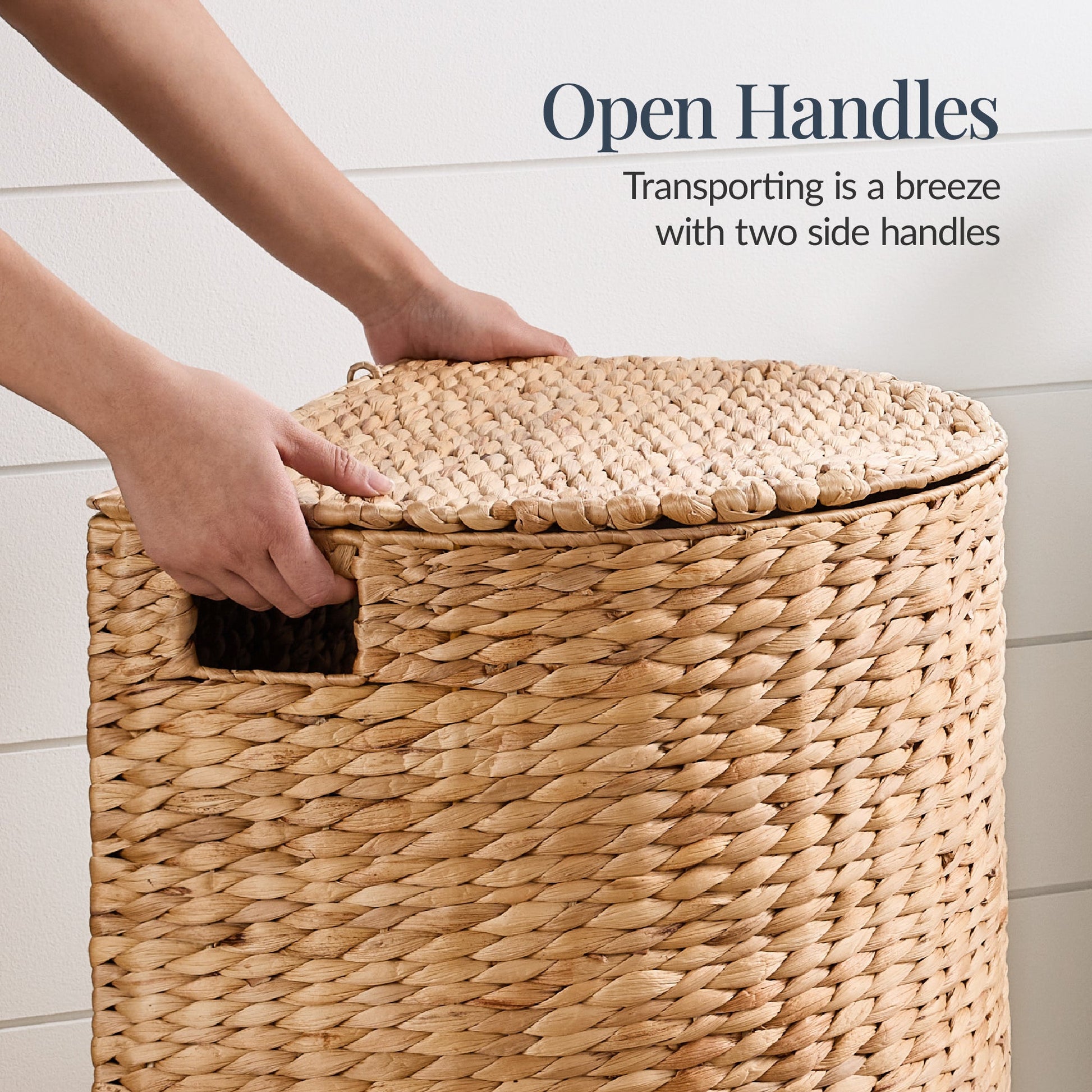 Half Moon Round Laundry Hamper w/ Lid