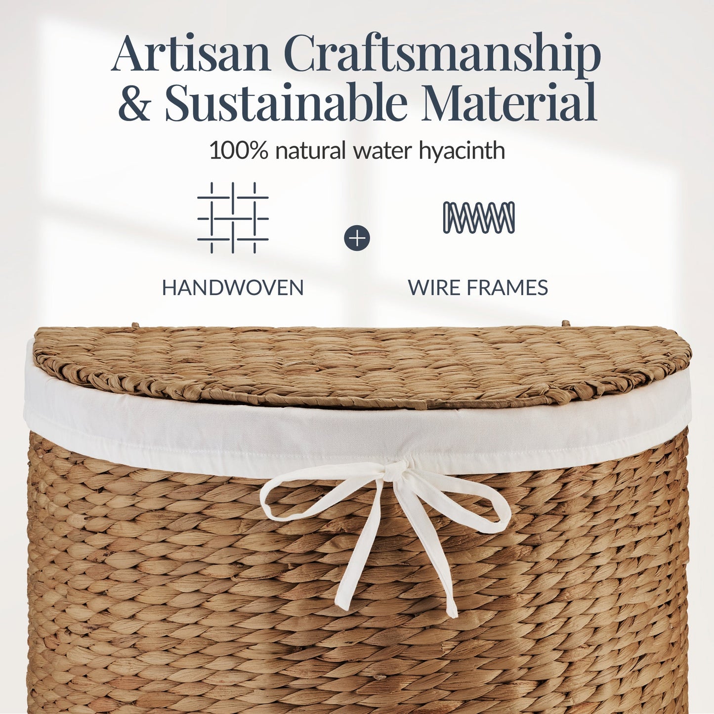 Half Moon Round Laundry Hamper w/ Lid